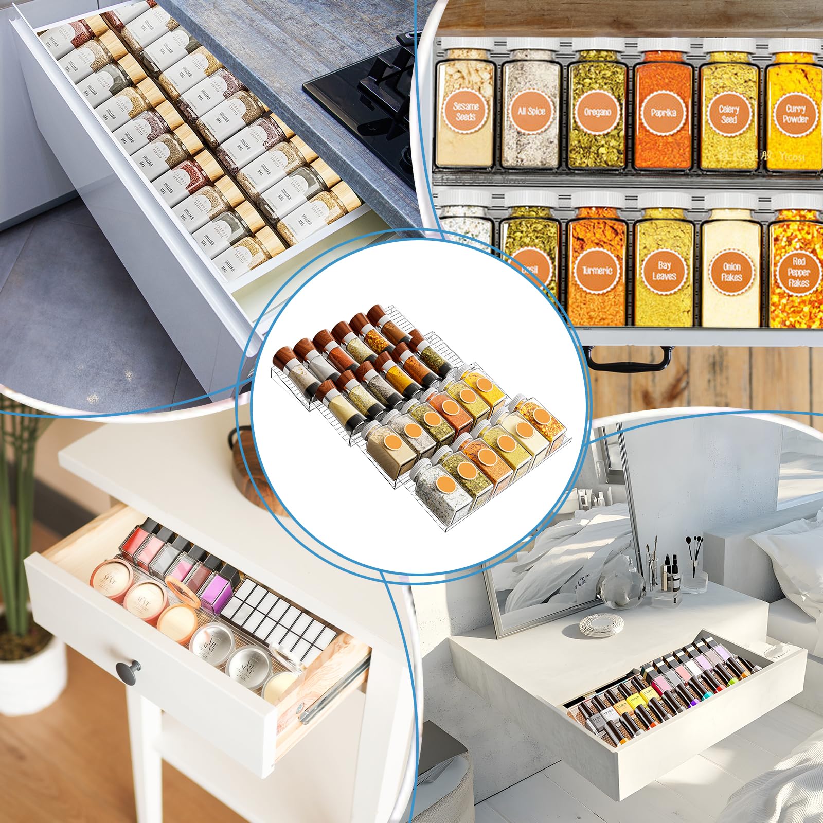 Lot De 2 étagères à épices Fixables En Acrylique Transparent