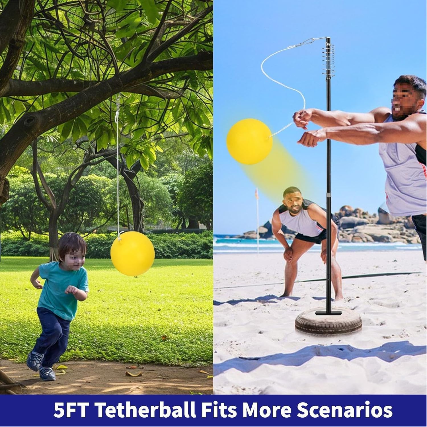 庭用テザーボールセット - ボール と ラケット 付属 対戦型 インタラクティブ 遊戯 | テニス トレーニング 用 テザーボール