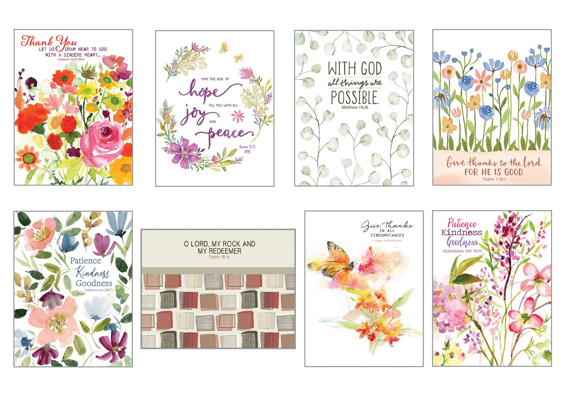 Simple Blessings by Gina B Designs Pack of 8 Assorted Blank Note Cards with scripture