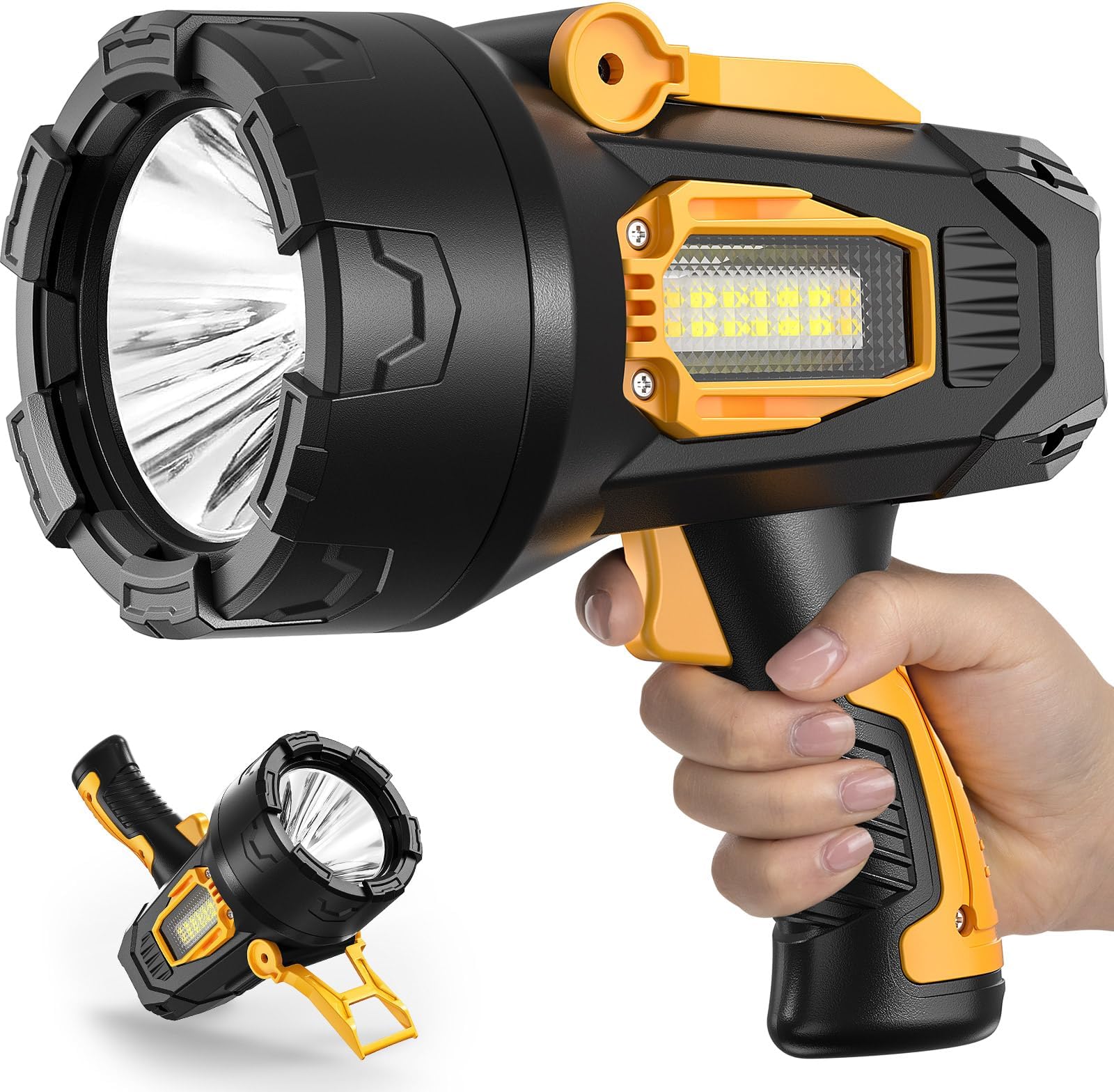 LBE Rechargeable Spotlight, Super Bright 2,000,000 Lumens Led Flashlight Handheld Spot Lights Outdoor with Cob Light, 10000ɱAh Long Lasting Large Spotlight for Hunting Boating Camping
