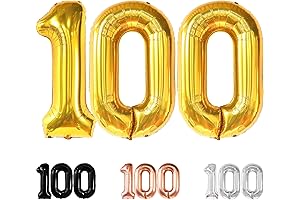 KatchOn, Gold 100 Balloon Number, Social Media 100th Birthday Decorations, 100K Balloons Party Supplies