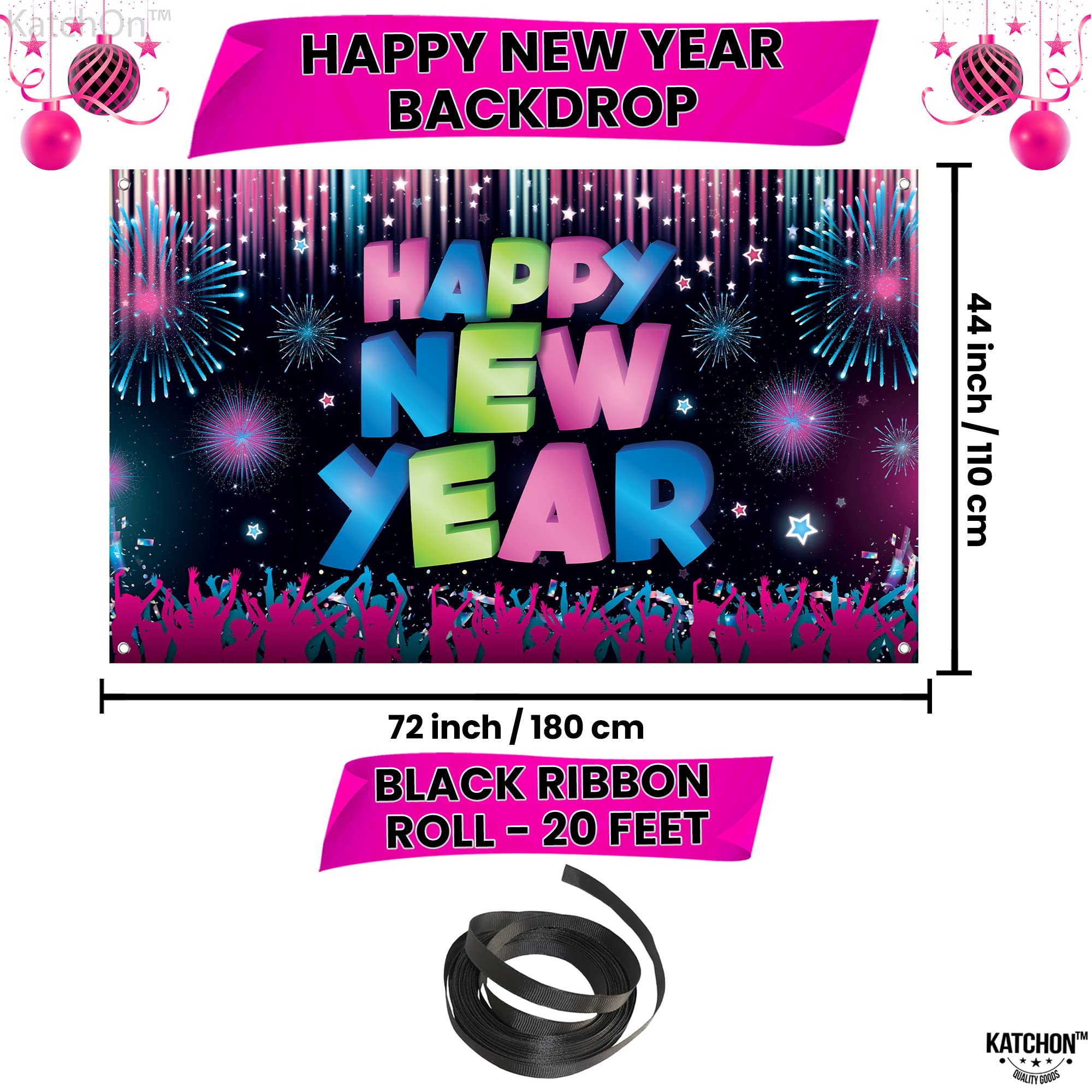 Snapklik.com : XtraLarge Neon Happy New Year Banner - 72x12 Inch New ...