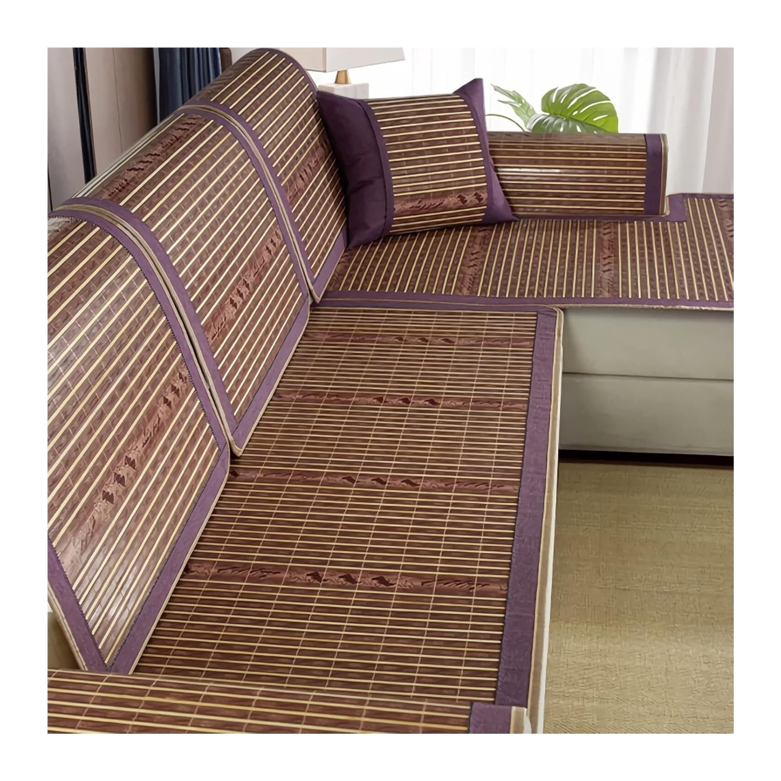 QCKNKMGG Cooling Bamboo Sofa Mat, Bamboo Sofa Mat, Cooling, Non-Slip, Breathable, Multiple Sizes(I,80 * 210cm)