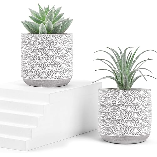 Der Rose 2 Packs Fake Plants Artificial Succulents Plants in Pots for Home Decor Indoor