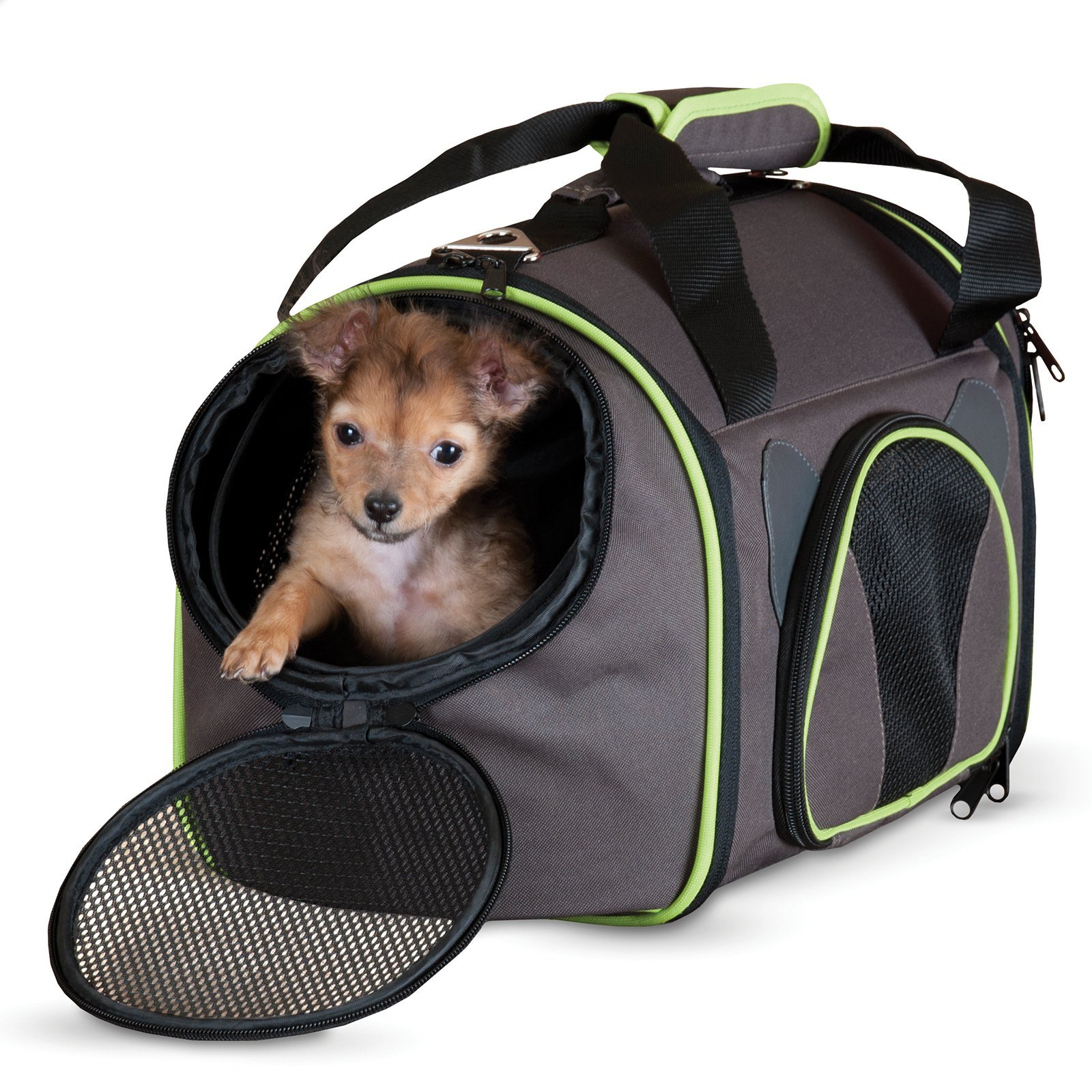 K&H Pet Products Classy Go Pet Carrier Brown/Lime Green Small 19