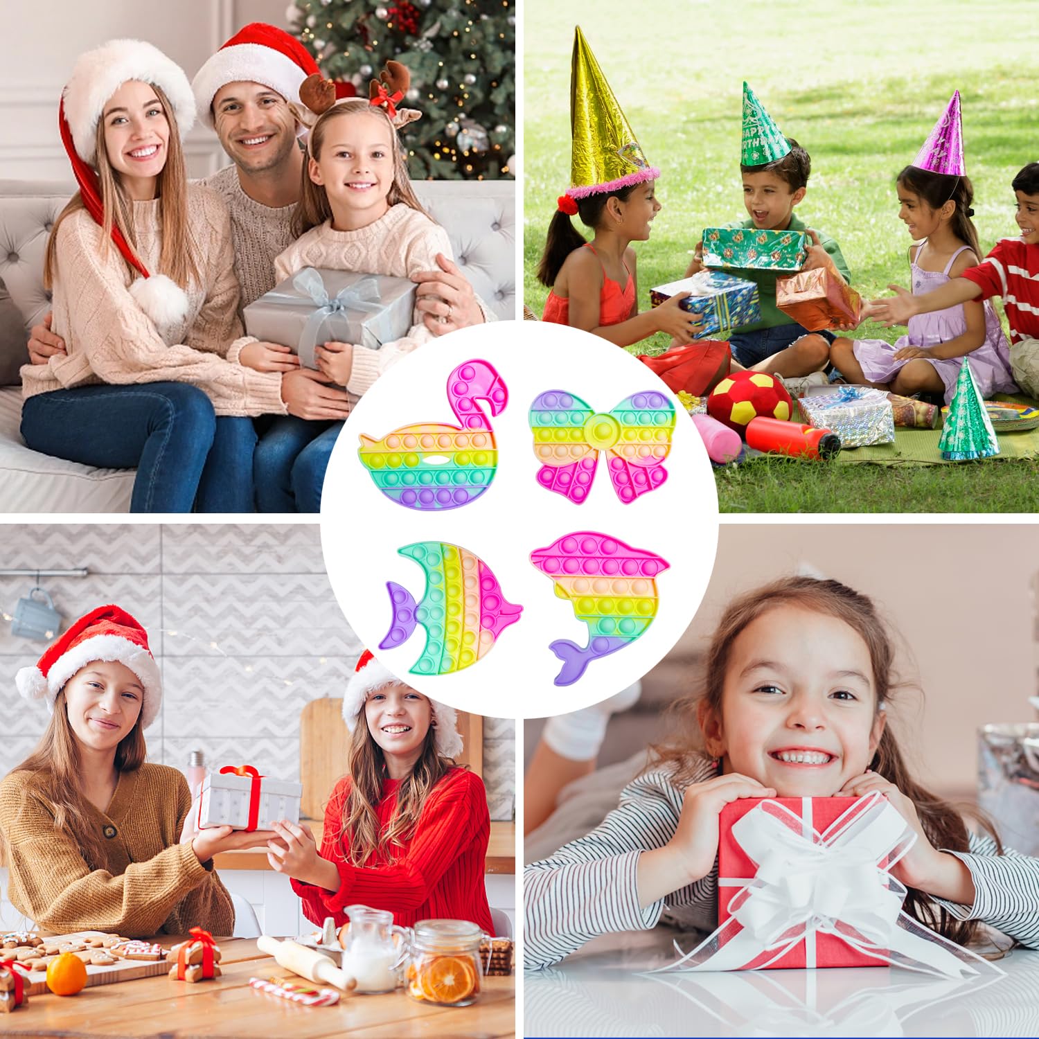 Yeefunjoy Push IT and POP Bubble, zestaw 4 zabawek Poppit Pop Fidget, zabawka sensoryczna, redukuje stres, prezent urodzinowy dla dorosłych i dzieci, aby złagodzić lęk i autyzm