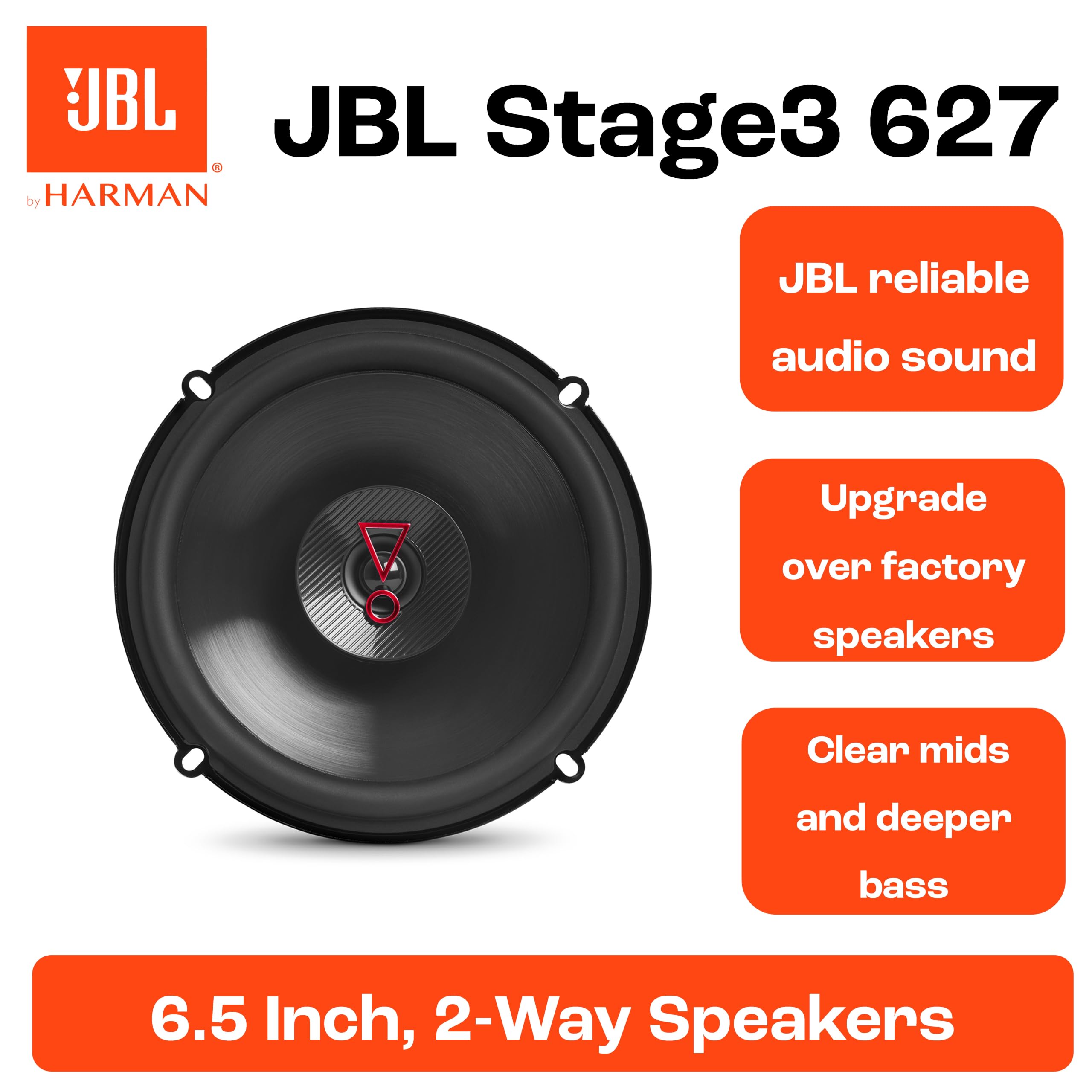 JBL Stage3 627 2-drożny zestaw głośników samochodowych - 225 Watt JBL Głośniki samochodowe 16 cm
