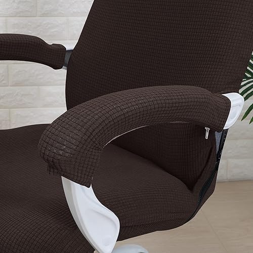 Miniatura 4 de FORCHEER Funda para silla de oficina, repelente al agua, de jacquard, reposabrazos giratoria, extraíble, elástica, universal, para silla de