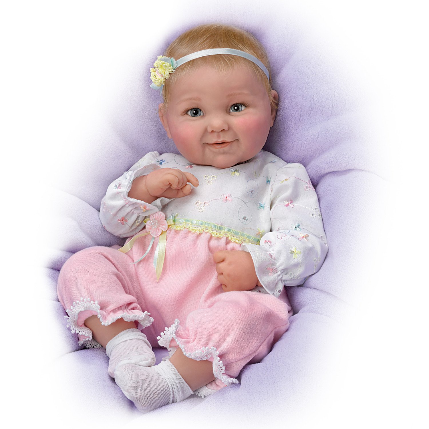 Cheryl Hill Lifelike Touch Activated Giggling Baby Girl Doll from Ashton Drake