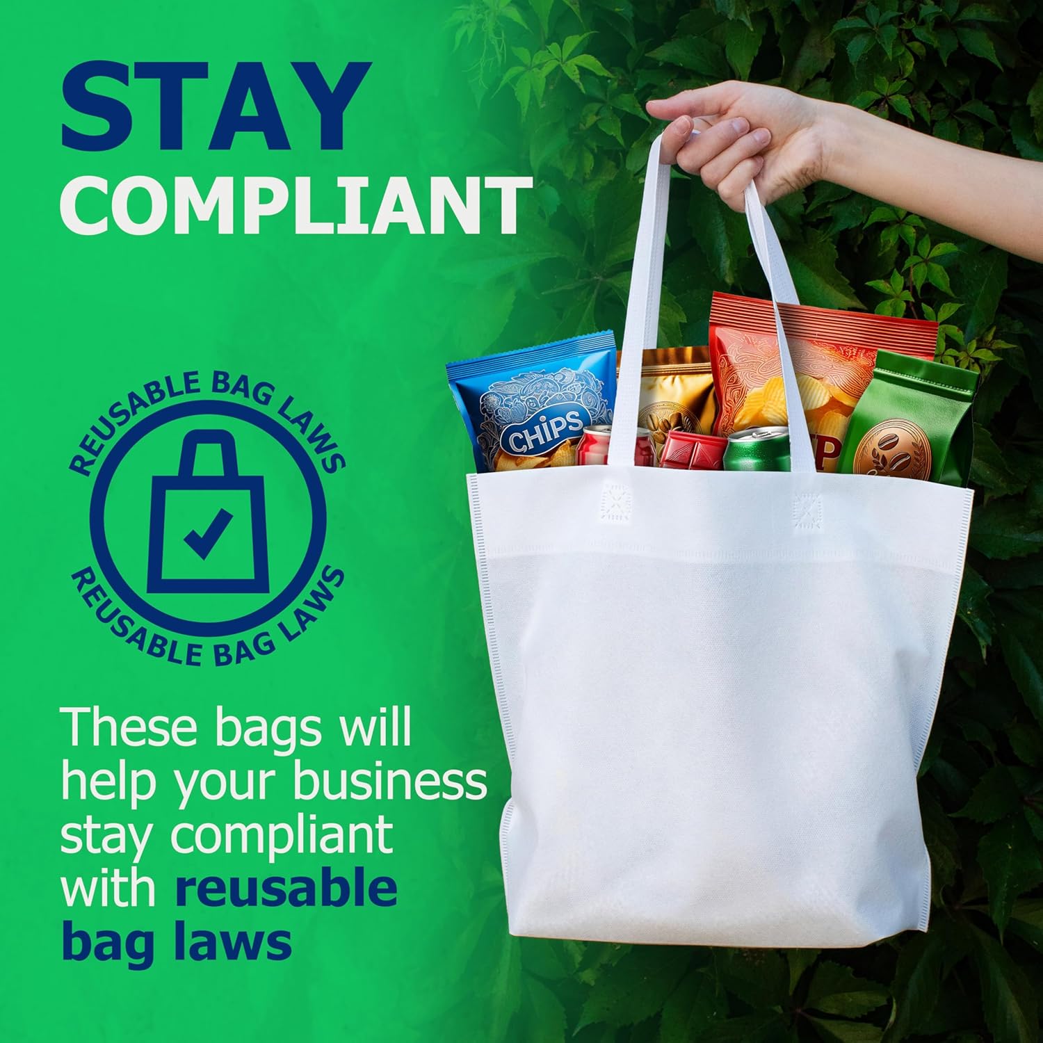 90 Pack Non-Woven Heavy-Duty Reusable Reusable Shopping Bags with Handles - Grocery Bags Bulk - Image 2