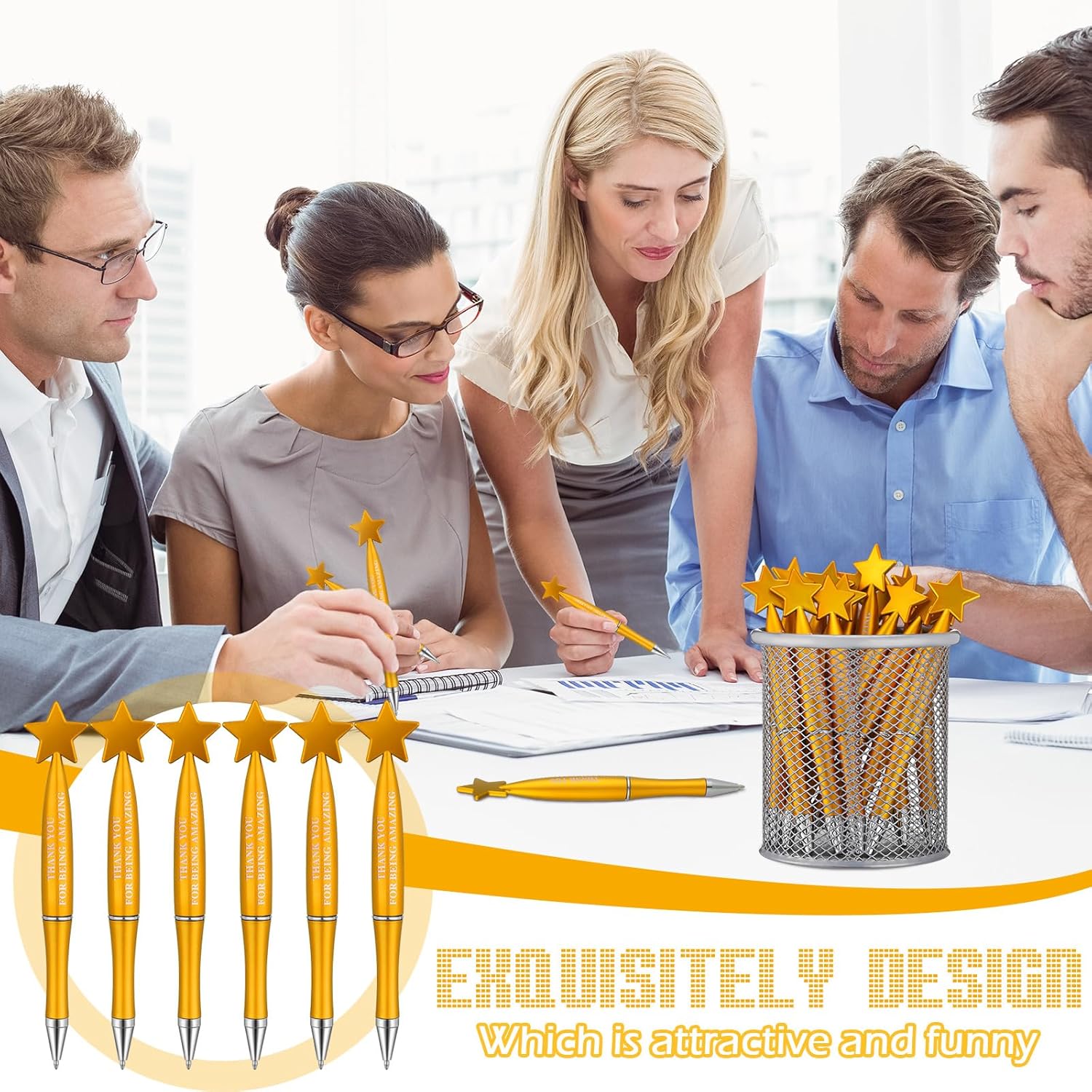 Yeaqee 36 Pcs Valentines Employee Appreciation Gifts Bulk Thank You Ballpoint Pens Teacher Appreciation Pens Valentines Thank You Gifts for Team Coworker Nurse Staff Office Supplies(Gold) - Image 5