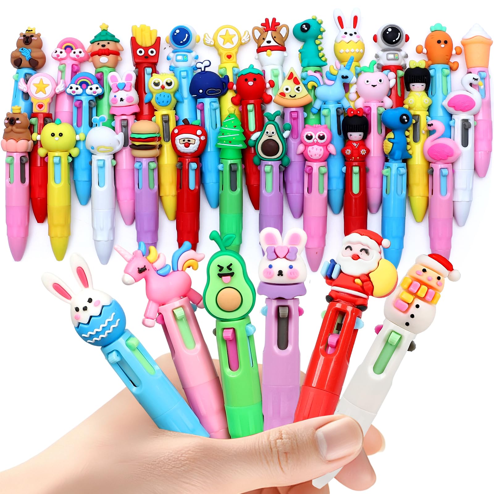 40Pcs Multicoloured Pens All in One, 4-Color Cute Multi-Colour Pens for Kids, Party Bag Fillers for Kids, Class Gifts from Teacher