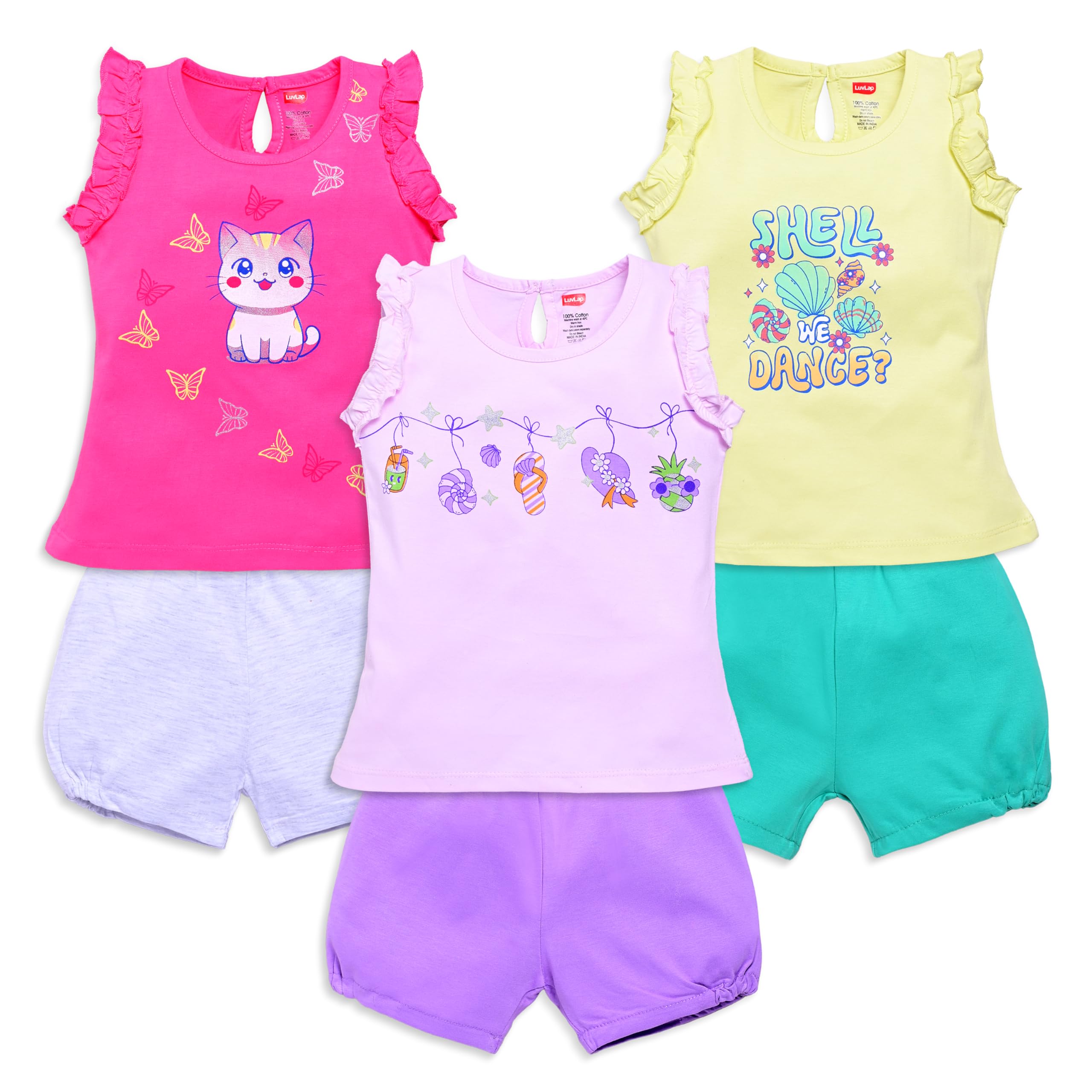 luvlap Baby Girls 100% cotton Sleeveless Girls Top CoSets Pack of 3-picture-0