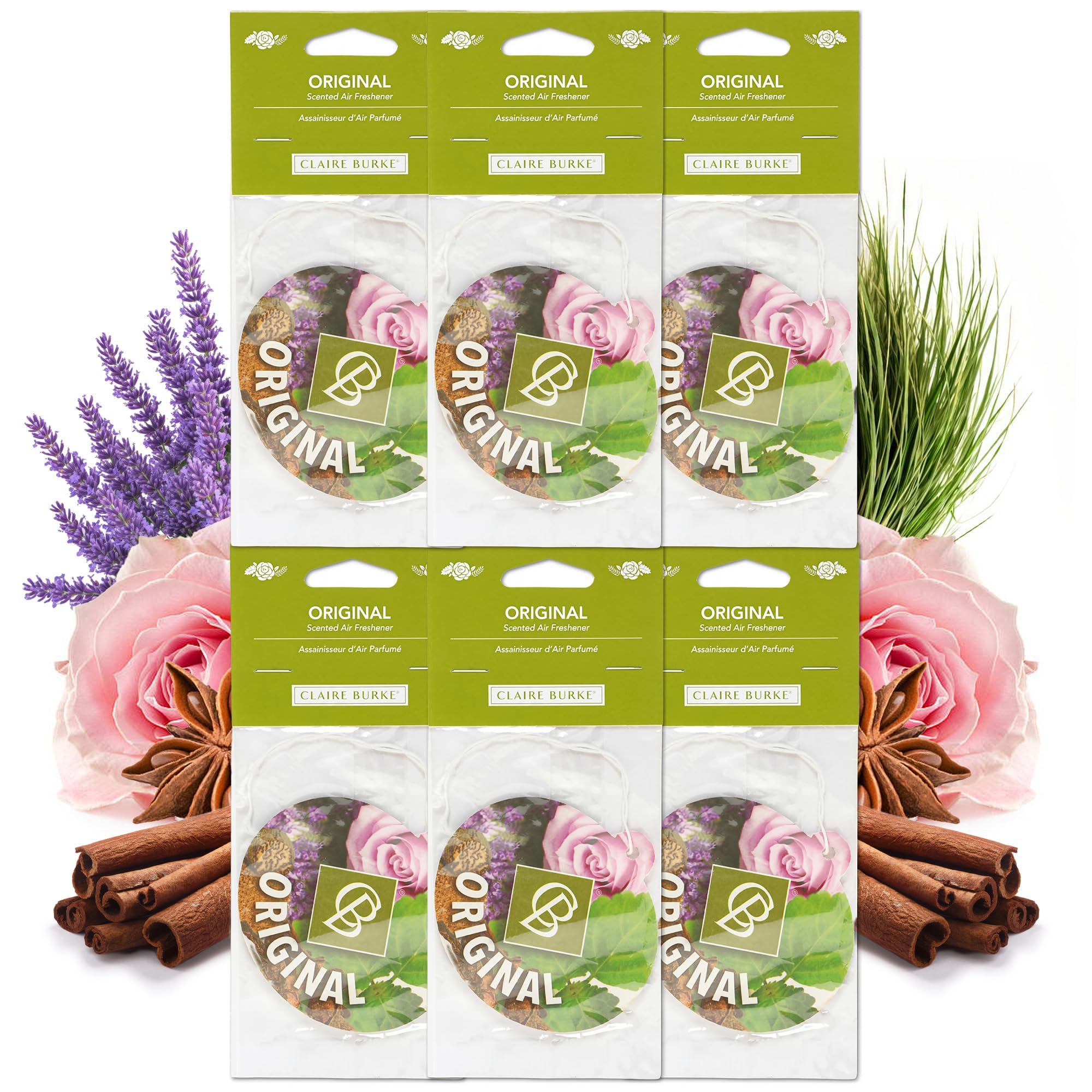 Claire Burke Ambientador para coche, aroma original, ambientador colgante para coche y hogar, 1 unidad