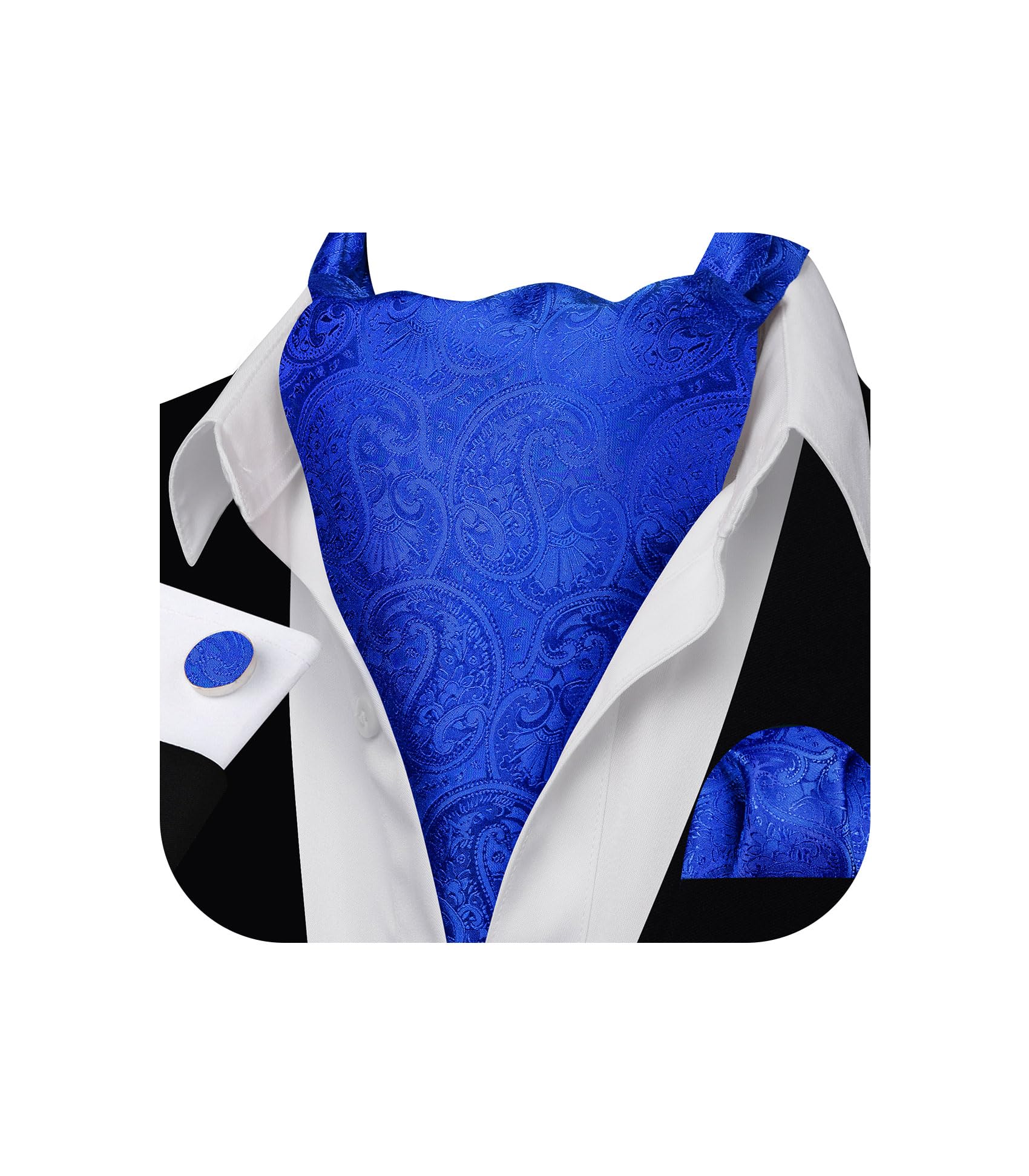 Barry.Wang Ascot for Men Cravat Tie Sets Paisley Scarf Self Tie Necktie