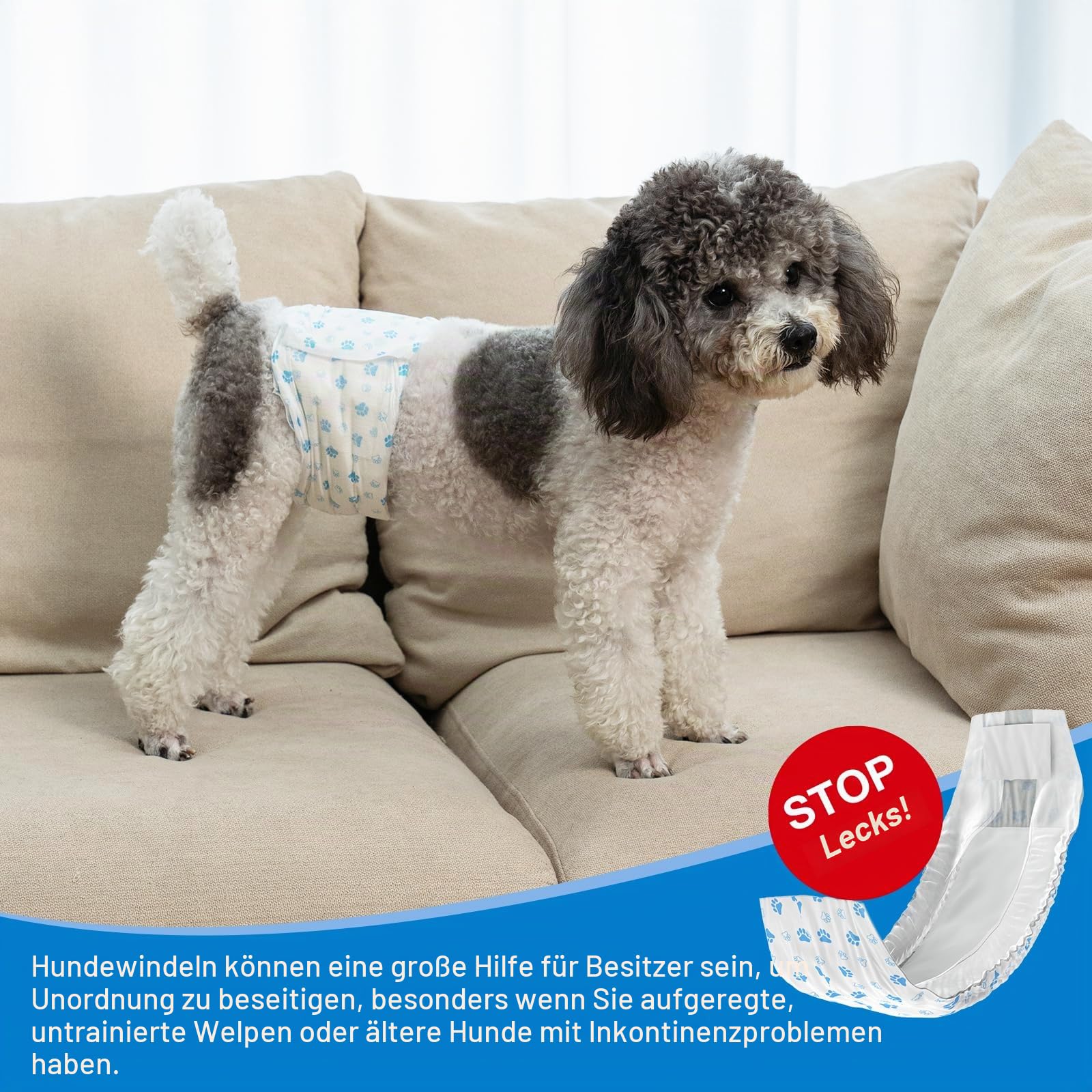 Pet Soft Hundewindeln für Rüden, Einweg-Windeln für Rüden, Super Saugfähig Rüdenwindeln mit Auslaufsicher (S 48stück)