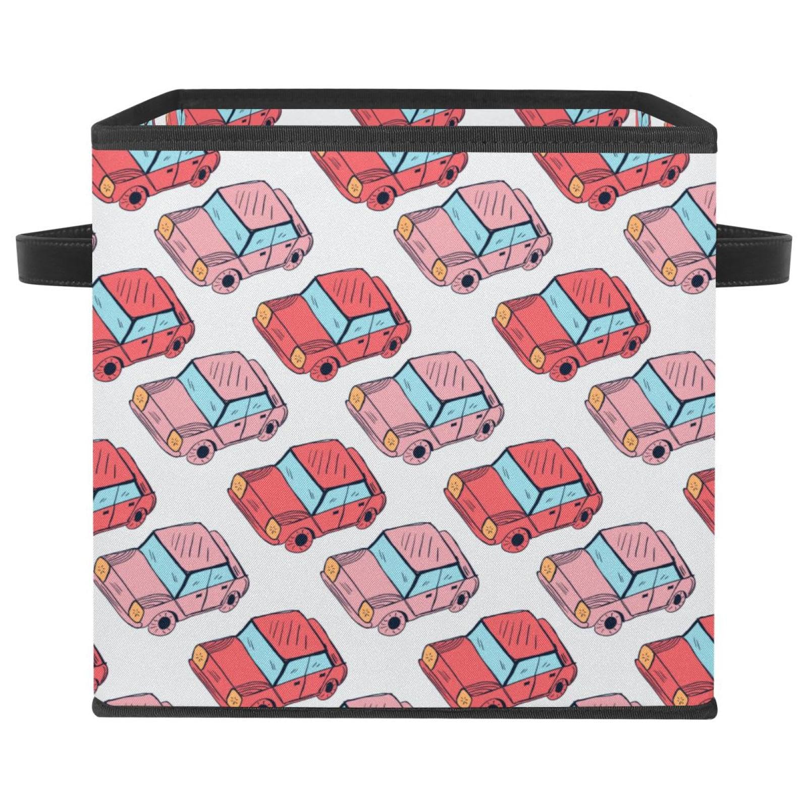 Panier de rangement en tissu pliable à poignées bac cube rétro robuste