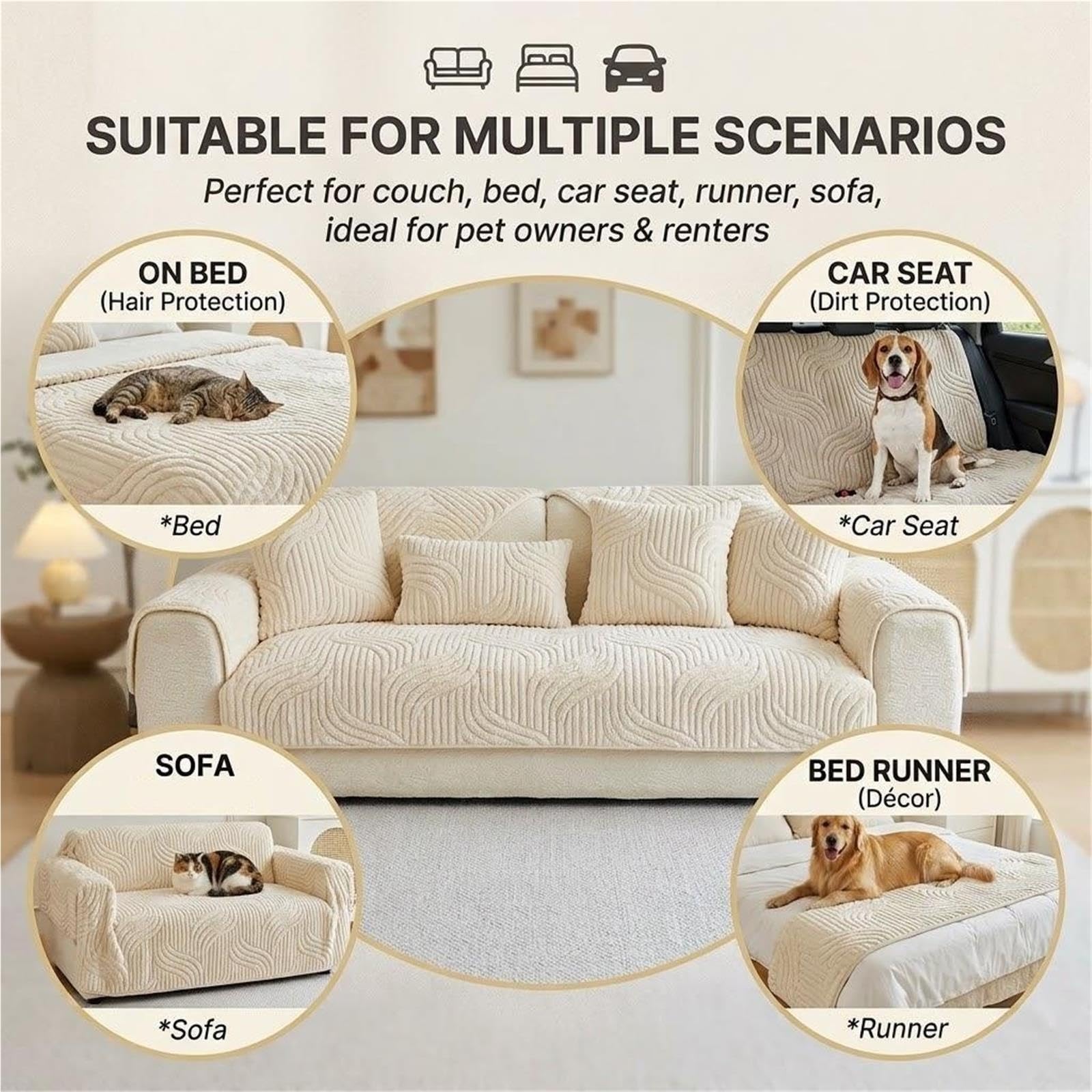 Housse De Canapé pour Chien, Housse Peluche Lavable Antidérapante