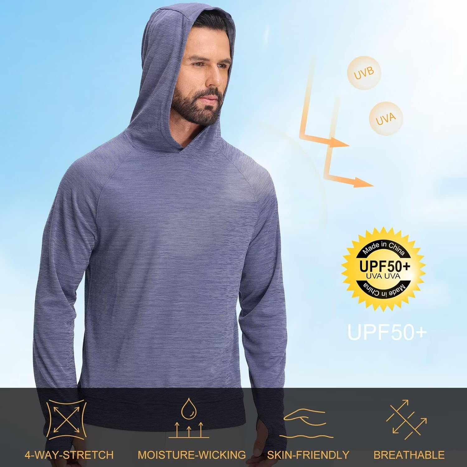 Hoodies for Men Golf Athletic Texture Sweatshirts Feather Weight Dry Fit Performance Midlayer Mens Hoodies Pullover image 4