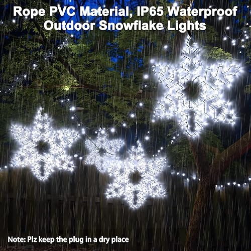 Miniatura 4 de Luces de escultura de copo de nieve de Navidad de 27 pulgadas, decoración de Navidad, luces de copo de nieve, luces colgantes de ventana, copo de