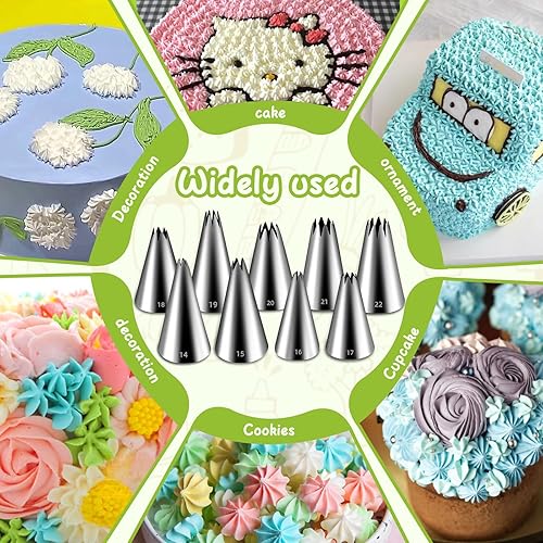 Miniatura 3 de Suuker Open Star - Juego de 9 puntas de tubería de estrella francesa, kit de boquilla de glaseado, puntas de repostería de estrella de acero