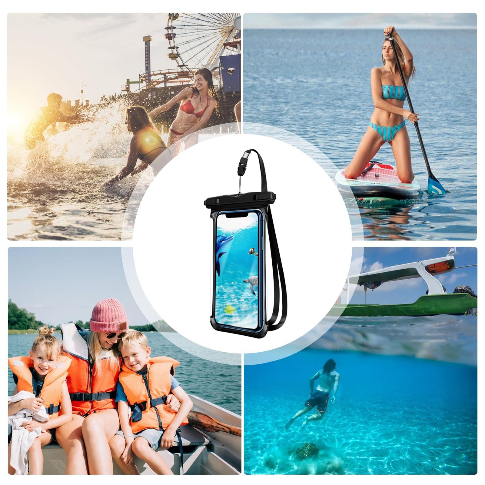 Generico Waterproof Phone Case with Lanyard, Clear Floating Phone Pouch, Touchscreen Compatible, Watertight & Dustproof, Outdoor Accessories for Beach, Swimming, Snorkeling, Kayaking