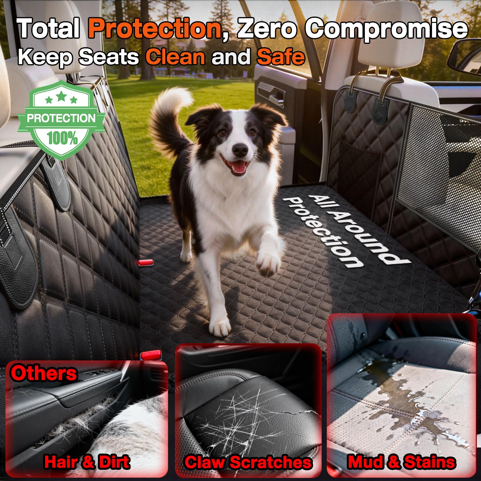 Doglike Dog Truck Seat Cover for Back Seat [2026 Military-Grade Protection], Hard Bottom Dog Hammock for Car, Waterproof Pet Bed Extender for Large Dogs, with Detachable Mat, XL for Crew Cab Truck/SUV - image 6