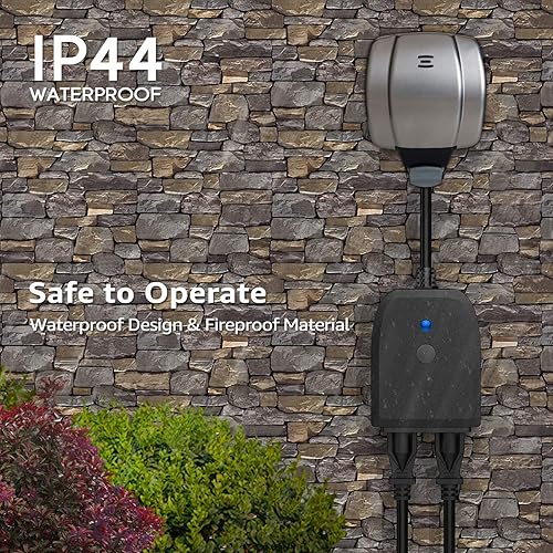 Miniatura 4 de LITEdge - Enchufe inteligente WiFi para exteriores de 250 V, 2 tomas de control independiente, compatible con Google Home y Alexa, temporizador