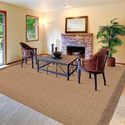 Alfombra de algodón lavable de 6 x 9 pies, trenzada para patio al aire libre con borlas, alfombra tejida a mano, alfombra de área grande para patio,