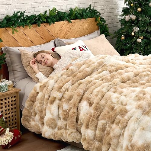 Miniatura 52 de Cozy Bliss Manta de Tiro de Piel Sintética para Sofá, Manta de Felpa Suave Difusa y Gruesa de Burbujas para Sofá Dormitorio Sala de Estar, 50 * 60
