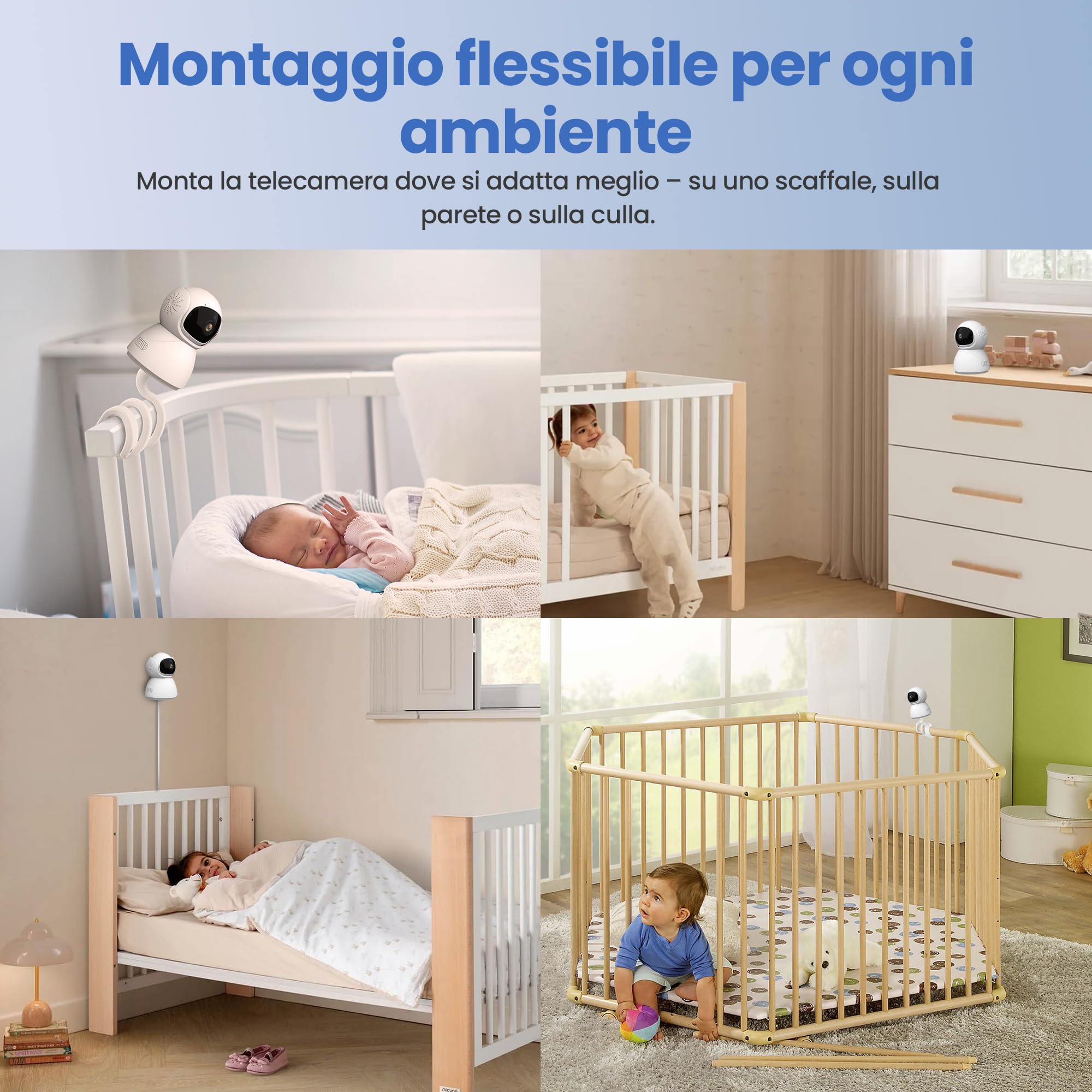 Extralink Babyphone con telecamera senza Wi-Fi, baby monitor con display da 5 pollici, visione notturna, audio a 2 vie, VOX e monitoraggio della temperatura, funzione FHSS 2,4 GHz 300 m, ninna e