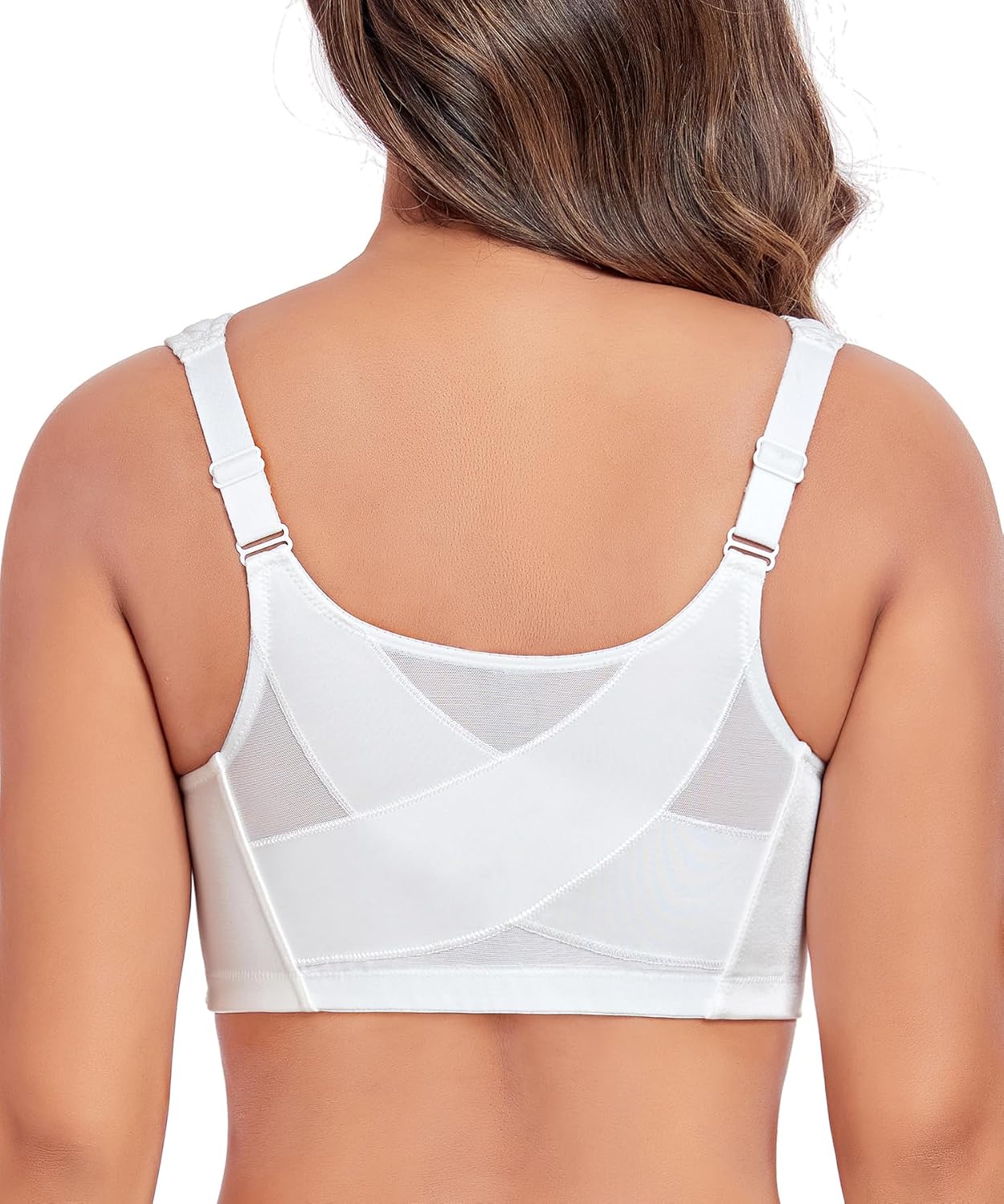 Women’s Minimizer Bra Front-Close Bras Wireless Full Figure Wirefree Large Bust Bra Jacquard Support Back Posture - Image 5