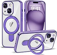 Vista 102 de Funda compatible con iPhone 12 con soporte de anillo magnético invisible [compatible con Mag-Safe] [Protector completo de lente de cámara] Funda