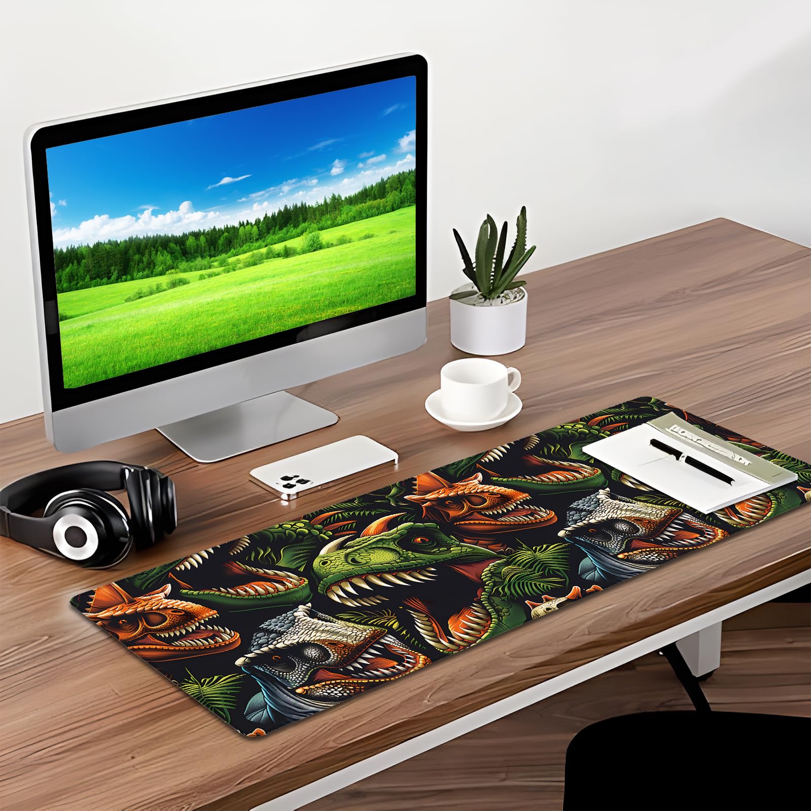 Dinosaur Mouse Pad XL Large Mousepad Non Slip Rubber Base Desk Mat For Laptop Computer Gaming 31.5\" X 12