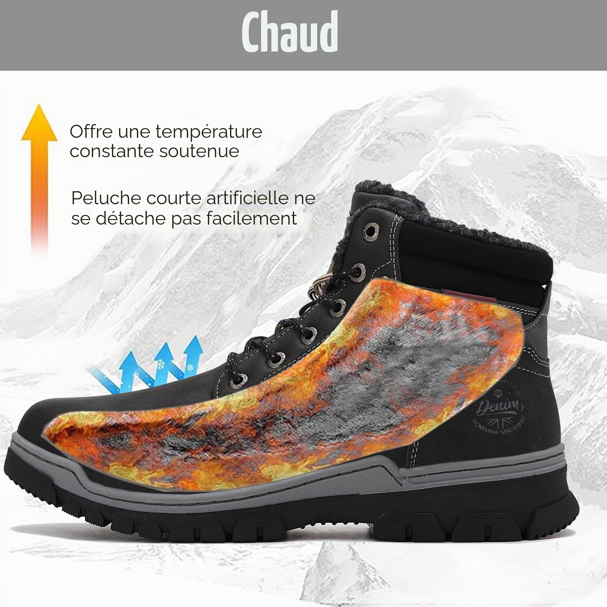 ARRIGO BELLO Bottes Homme Hiver Neige Chaussure Fourrees Randonnée Marche Taille 41-46