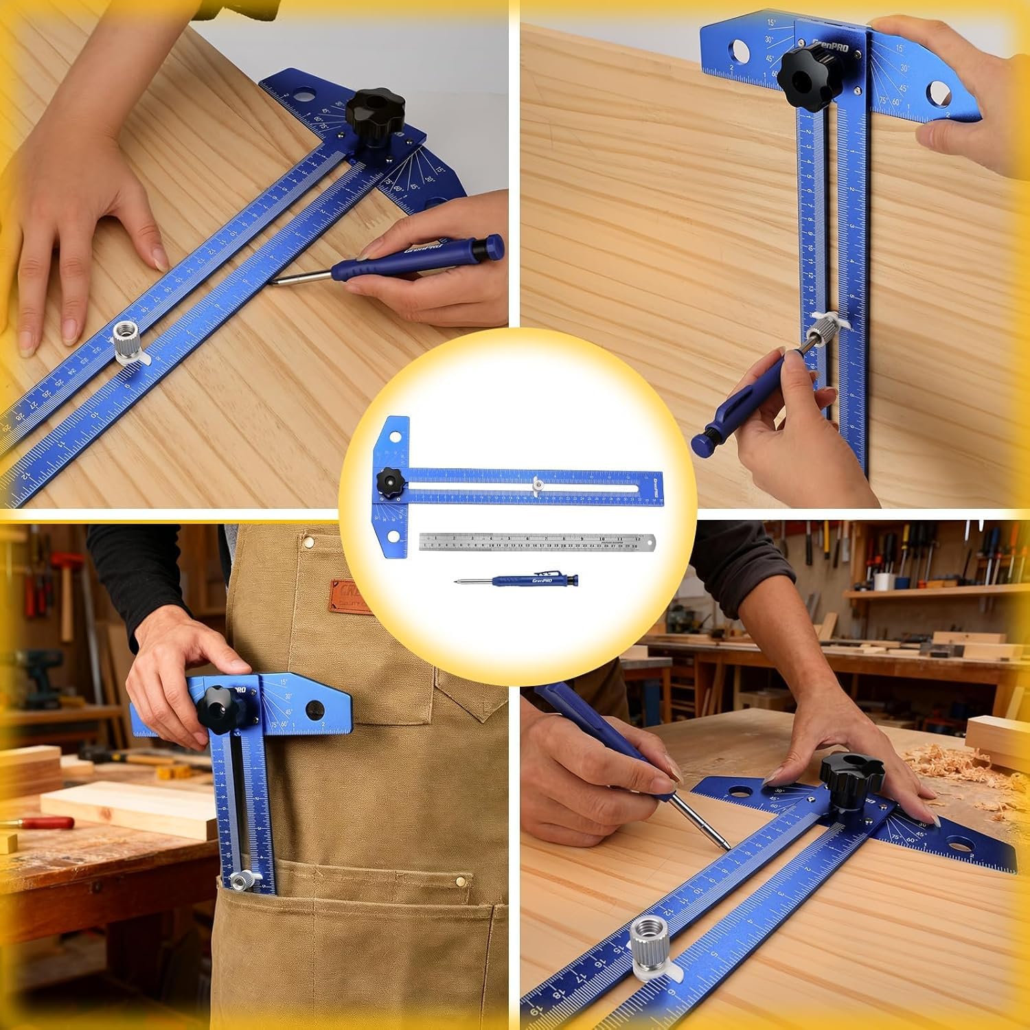 GRENPRO Speed Combination T-Square Woodworking Carpenter Angle Finder Ruler — Amazon image 6