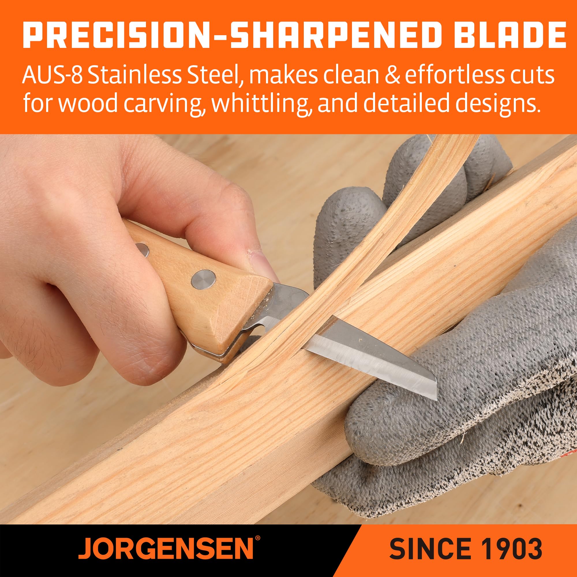 Jorgensen 3-Piece Wood Carving Tool Set with Stainless Steel Knives — Amazon image 3