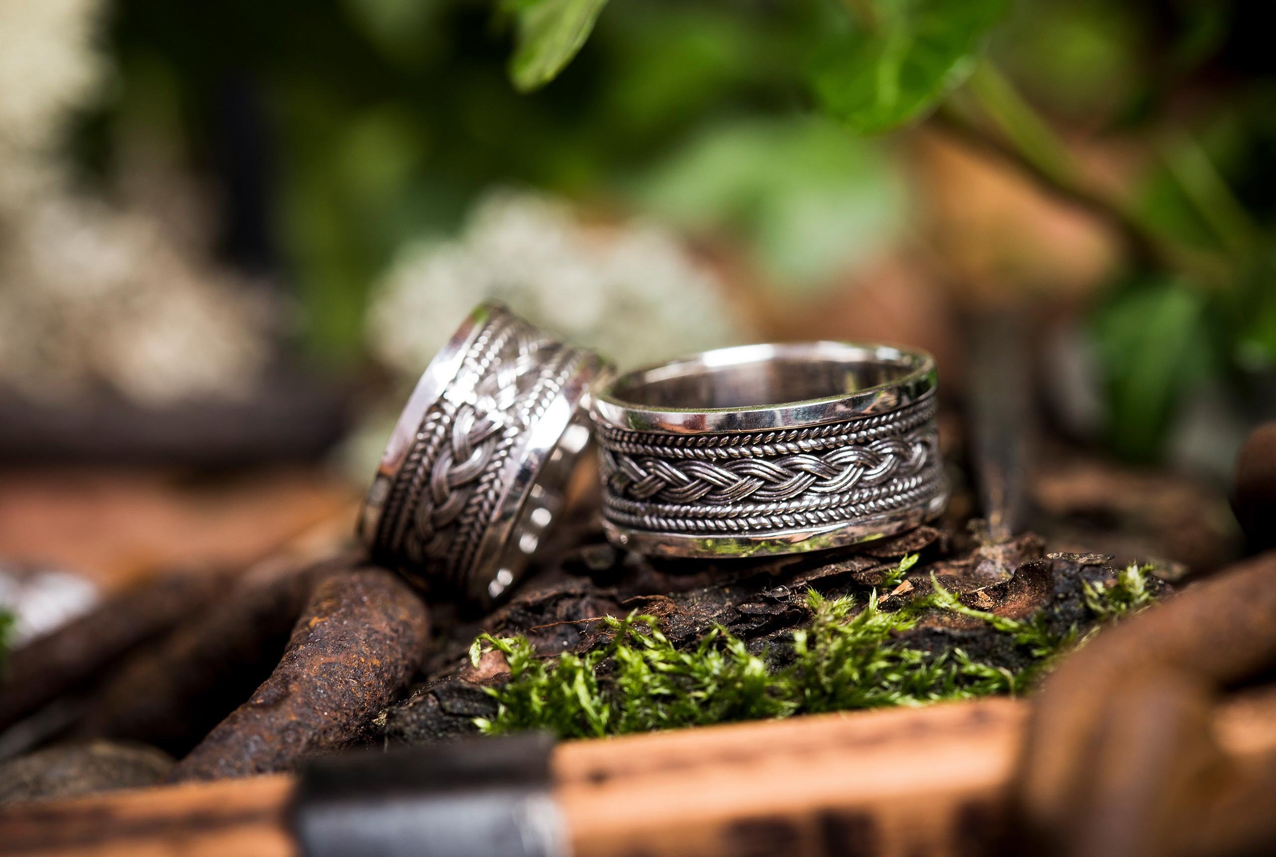 Windalf Vikings Band-Ring Aragon 10 mm Wikingerknoten Nordische Freundschaft Handgeschmiedet 925 Sterlingsilber
