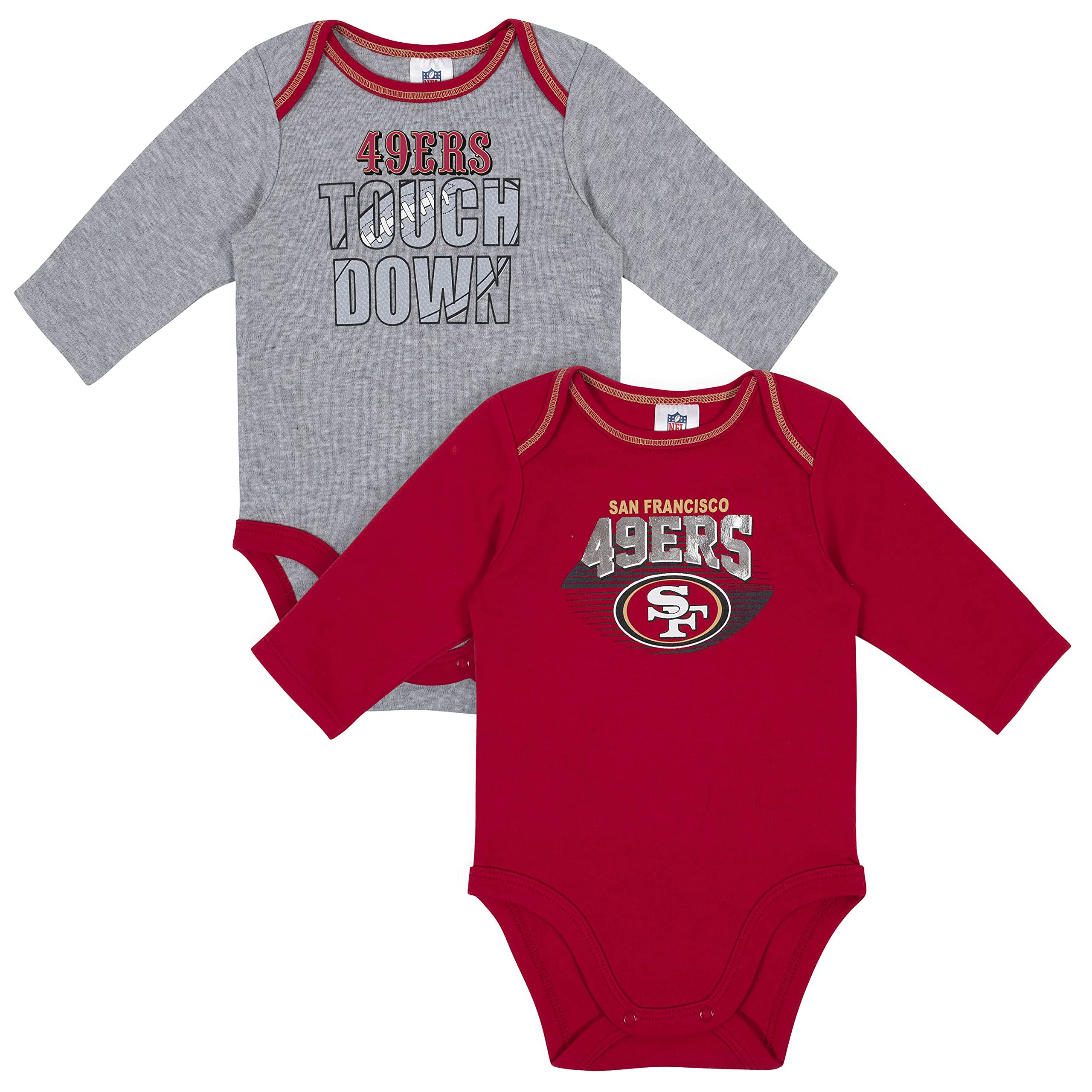 Gerber NFL unisex-baby Nfl Team 2 Pack Long Sleeve Onesie Bodysuit