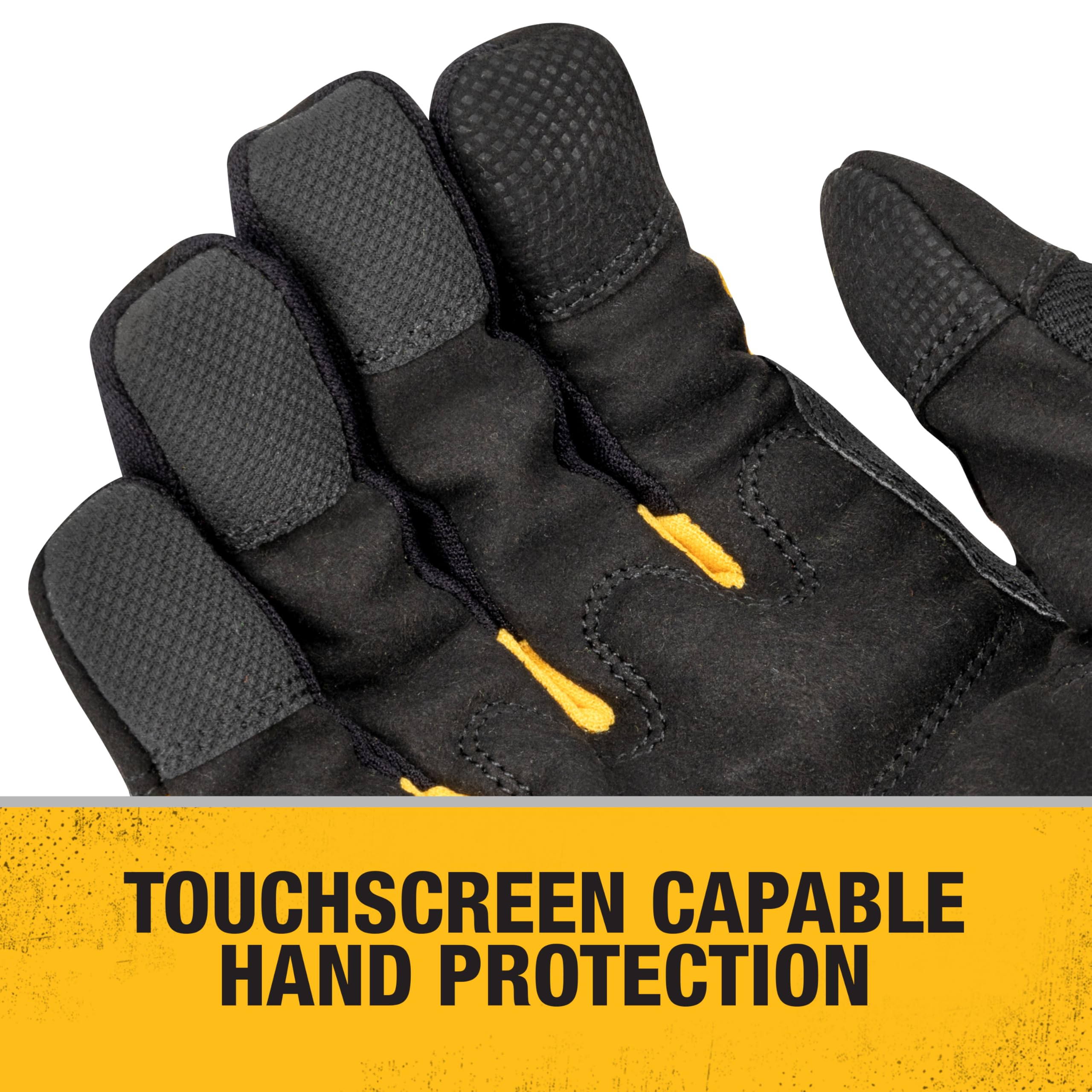 DEWALT DPG749 - Guante unisex con forro Thinsulate de 40 g para clima frío con palma acolchada, nudillos y pantalla táctil, color amarillo y negro, talla XL