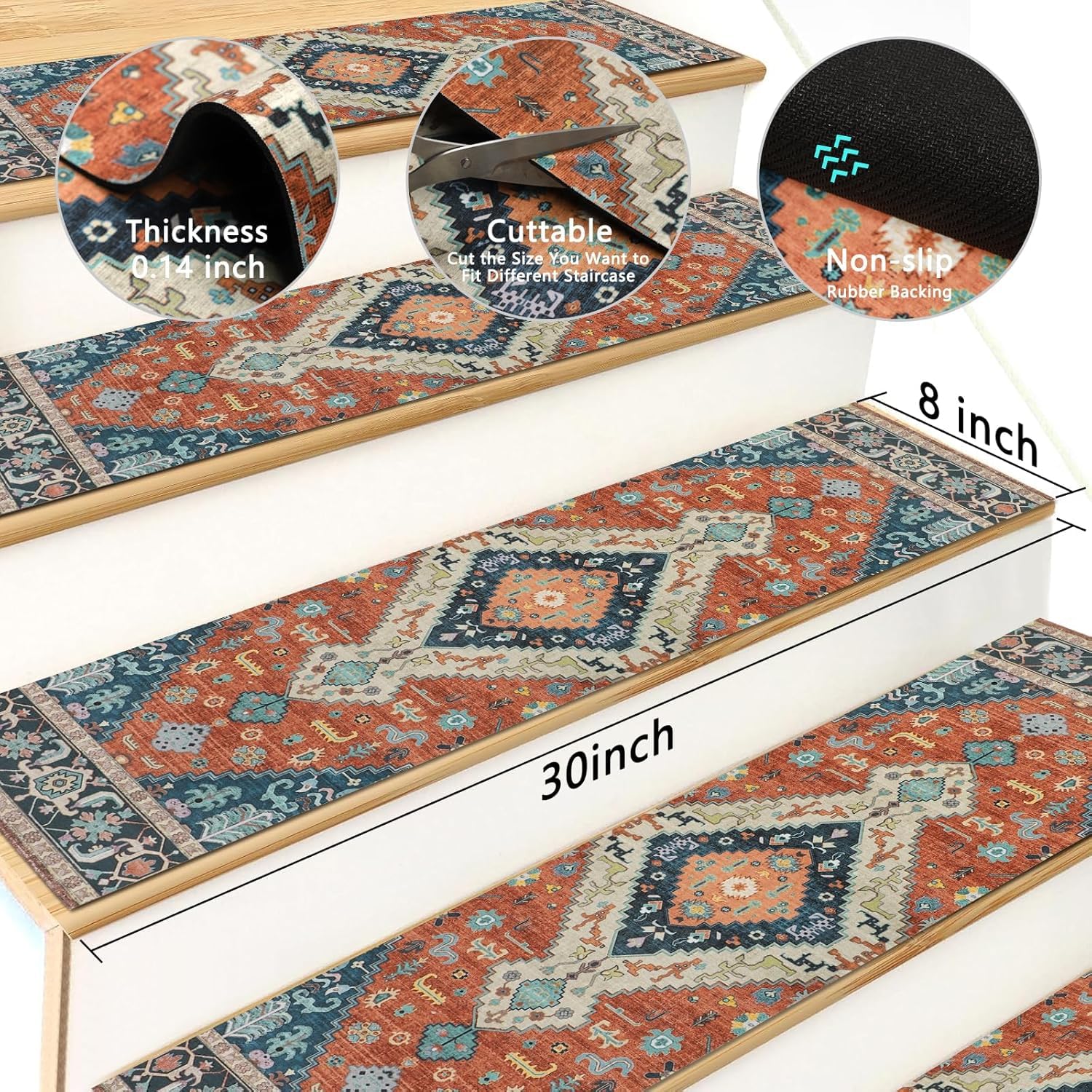 Homcomodar Non-Slip Stair Treads for Wooden Steps 15 Pack - Image 2