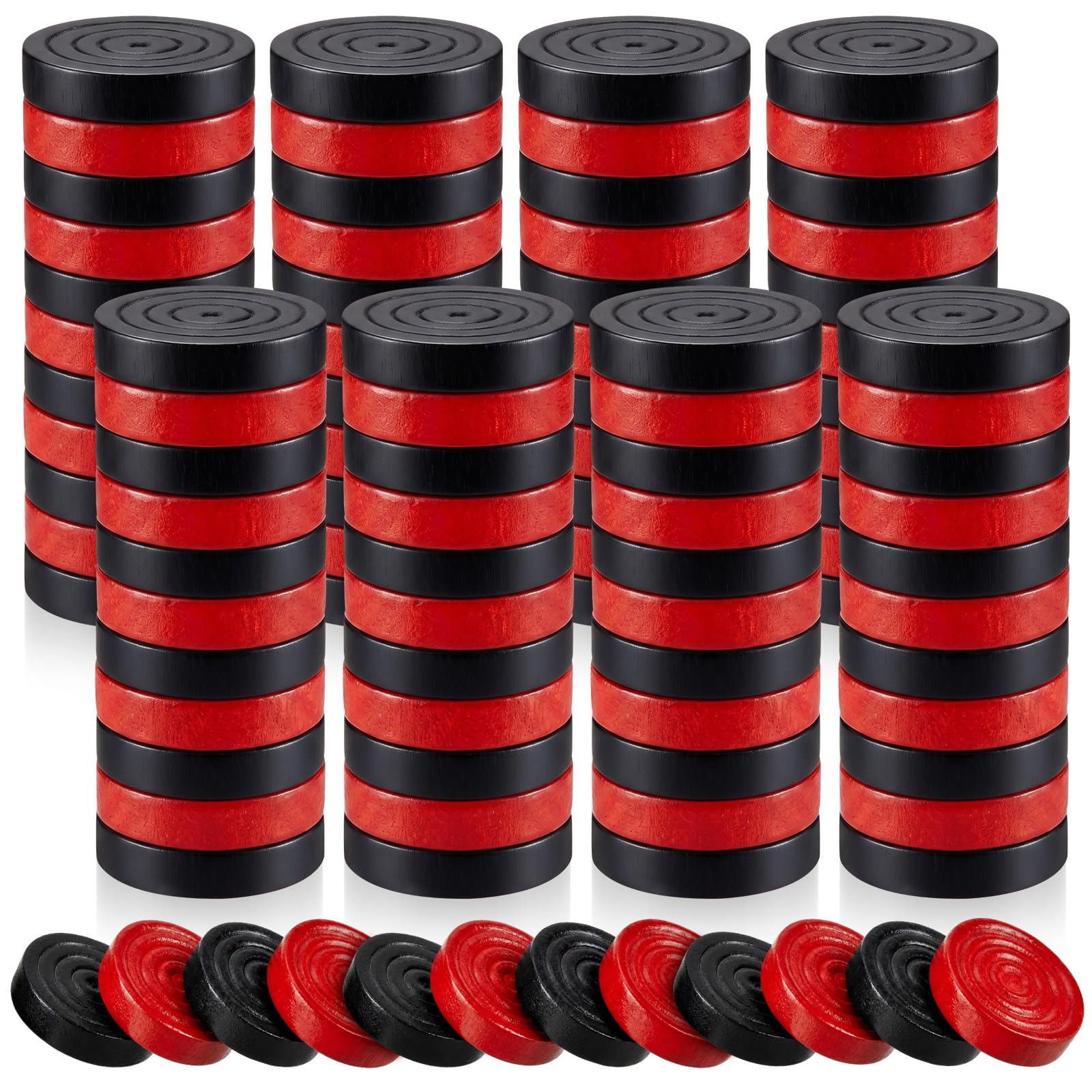 Skylety 100 Pcs Wooden Checkers Pieces 1.06 Inch, Red,Black