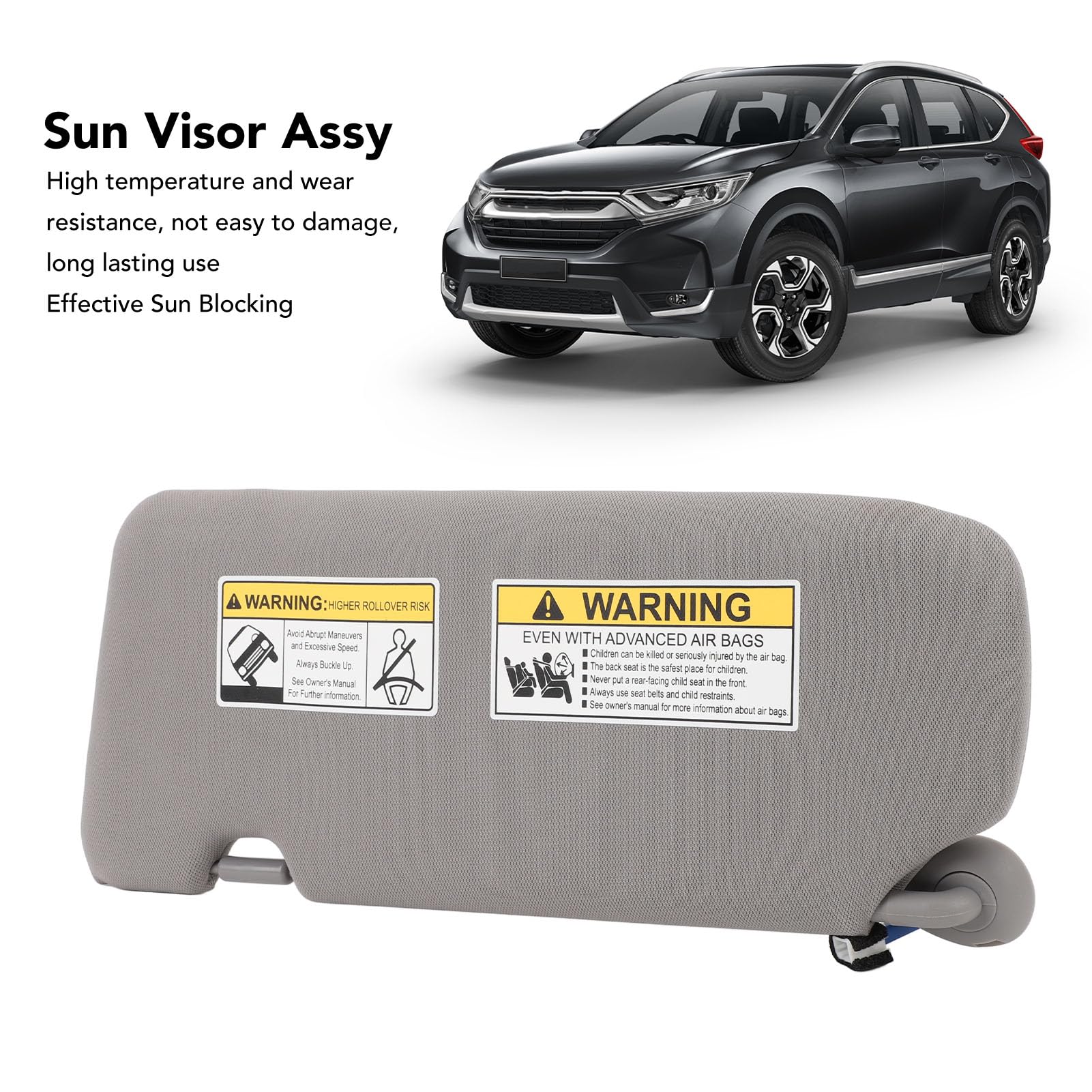 Replacement Sun Visor With Mirror For Honda CR-V 2017-2022 - Right Side Gray ABS Faux Leather - View #8
