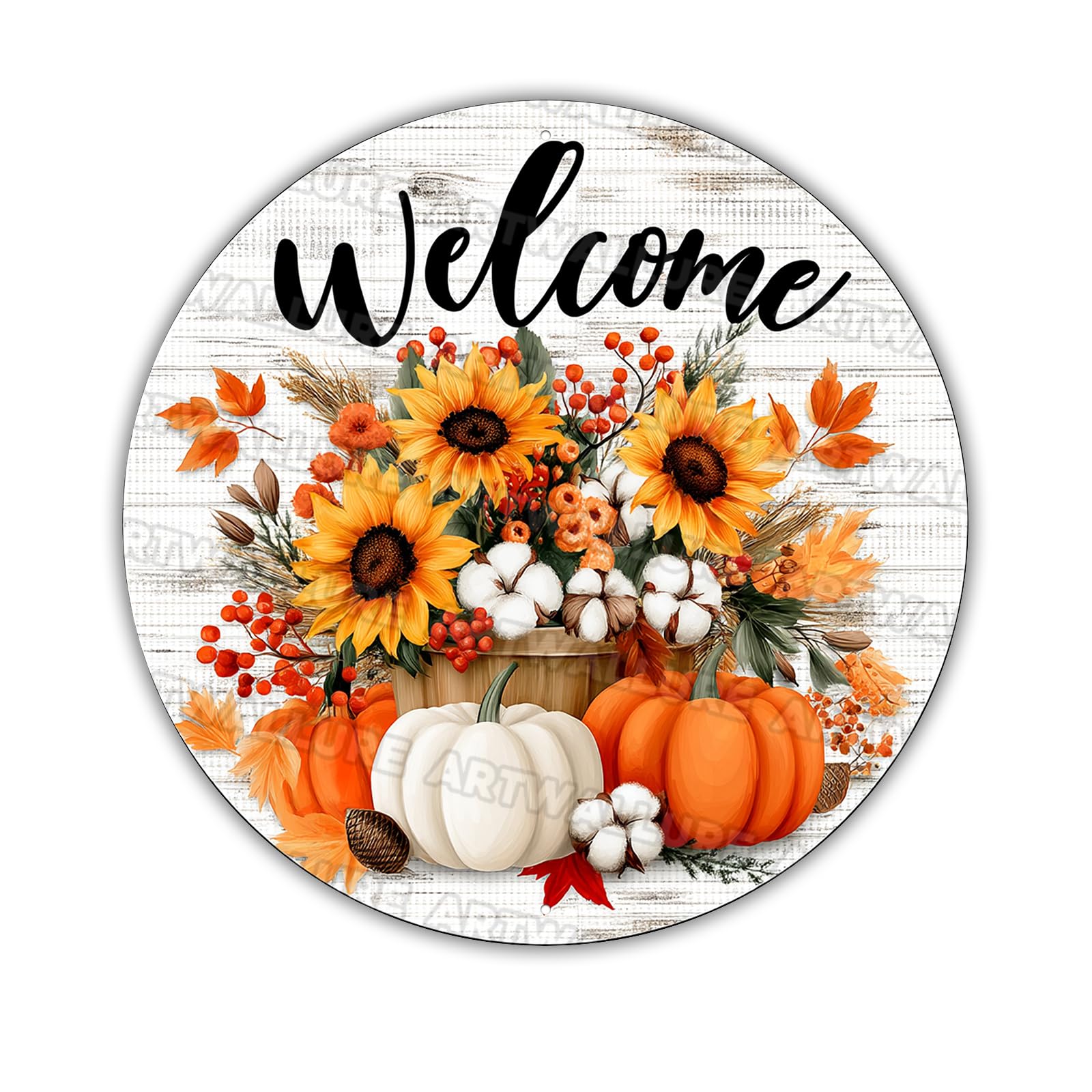 Fall Pumpkin Metal Tin Sign Vintage Retro Wall Art for Front Door Decor Autumn Sunflower Outdoor Porch Hanging Thanksgiving Farmhouse Decoration 8x8inch