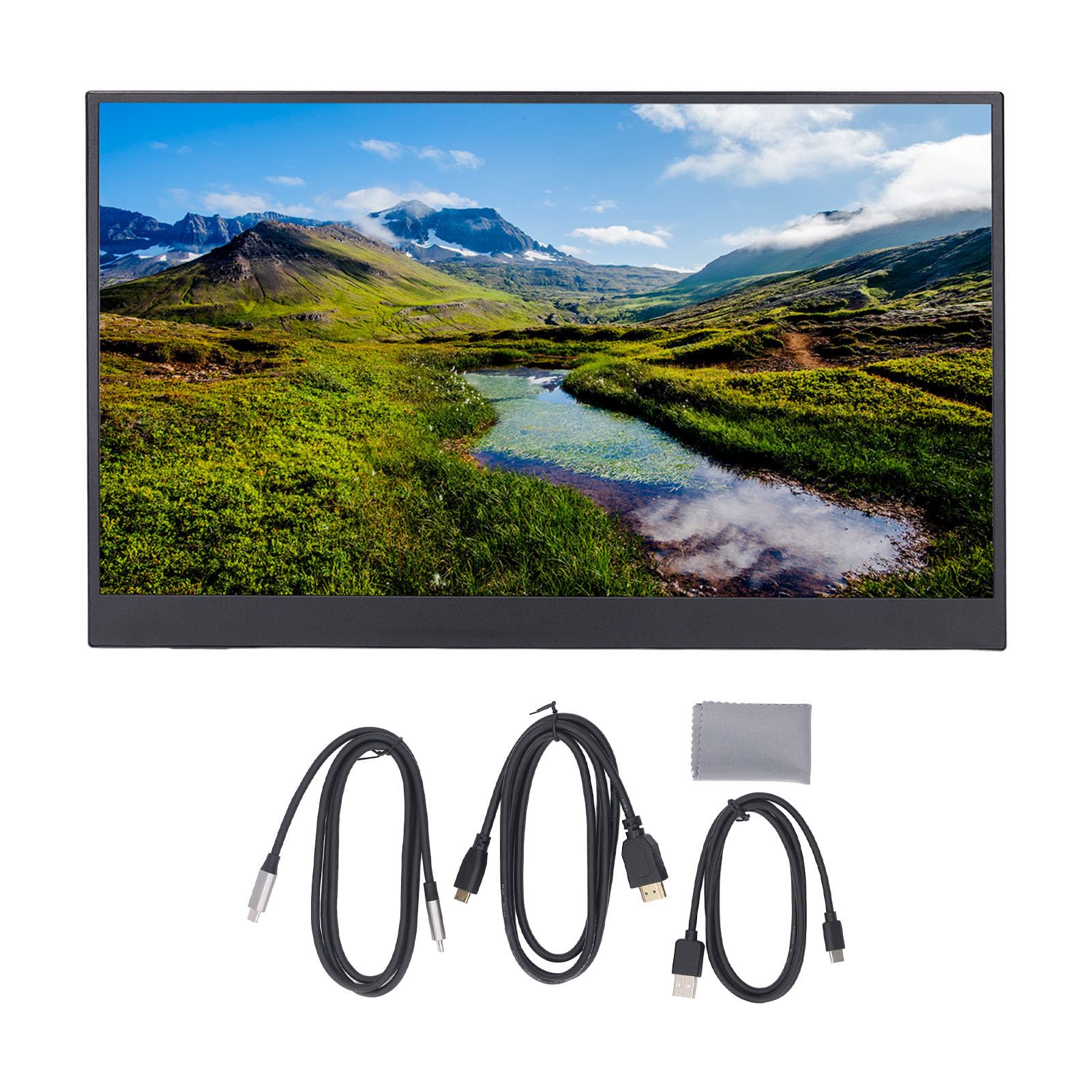 Denash Ekran Dotykowy IPS o Przekątnej 15,6 Cala, Ekran Dotykowy Full HD 1080 P z Wieloma Trybami Wyświetlania, do Laptopa, Komputera, Smartfona, Konsoli do Gier