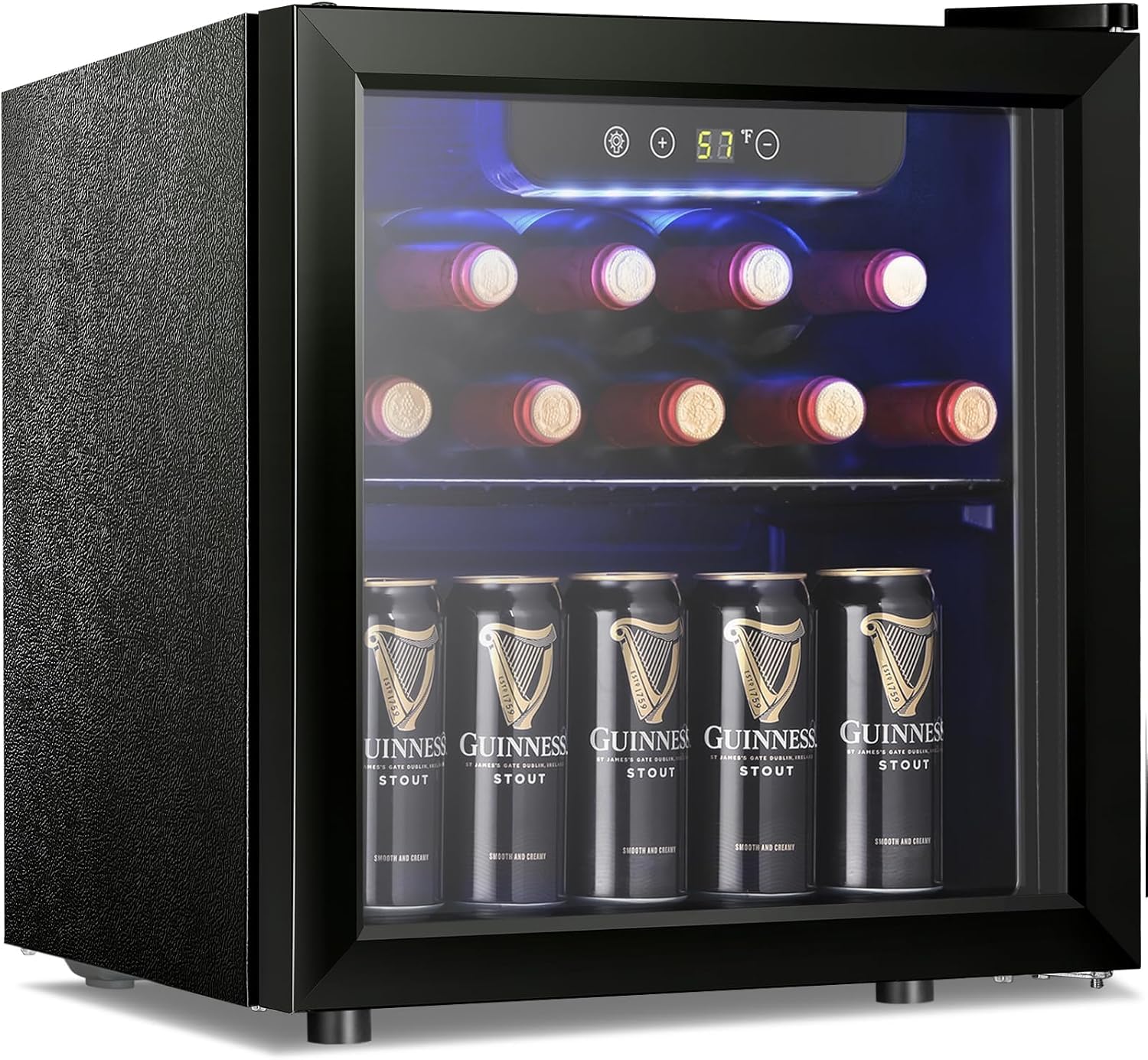 Antarctic Star - Weinkühlschrank mit 12 Flaschen, Kühlschrank, Mini-Kühlschrank, Klarglastür, leise, für Bier-Soda-Bar, 1,3 Kubikfuß