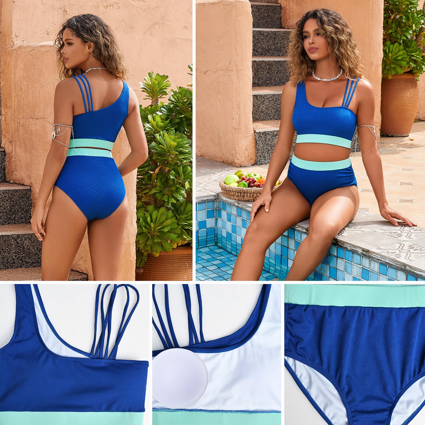 Zweiteiliger Umstands-Badeanzug, hohe Taille, Träger-Bikini-Set