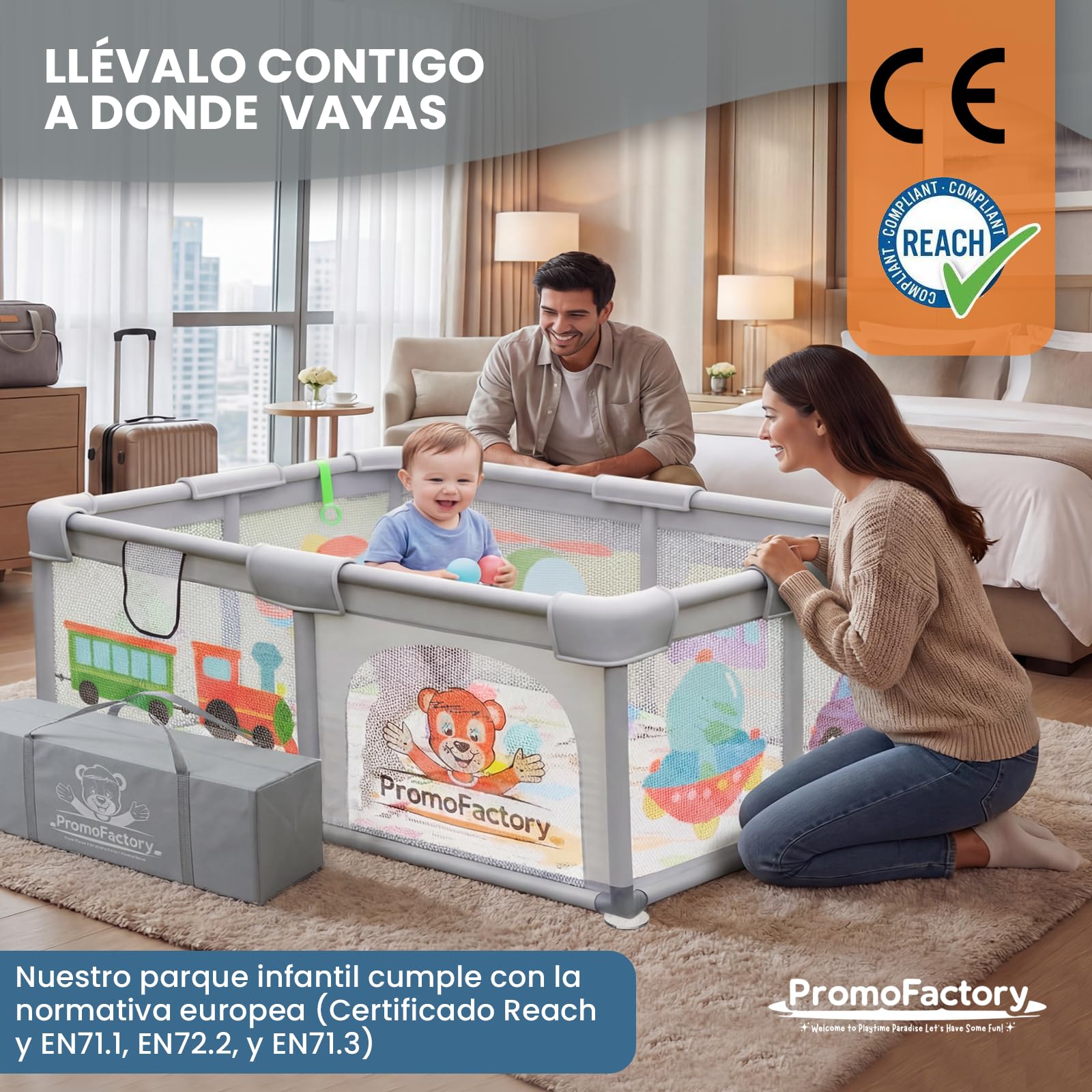 Parque Infantil Bebe 120x180cm con Alfombra acolchada, 50 Bolas, Agarraderas y Bolsas de Transporte - Corralito con Malla Transpirable para Bebés (Gris) XXL