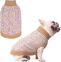 Vista 8 de BEAUTYZOO Suéter para perro pequeño - Cuello alto, suéter clásico de punto trenzado, abrigo de invierno suave, ropa para clima frío para perros