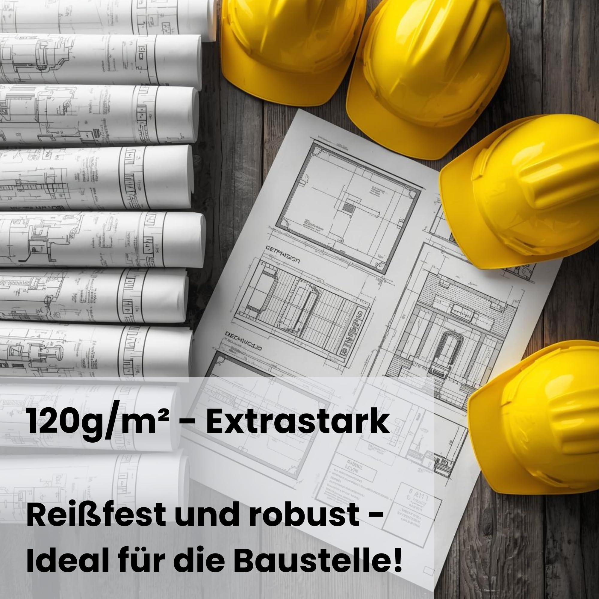 CABRO Plotterpapier 120g Extrastark 610mm x 35m - Plotter Druckpapier Rolle reißfest und stabil für Baustelle & Werkstatt. Plakatpapier auf Rolle 120g aus Deutschland - 6er Karton